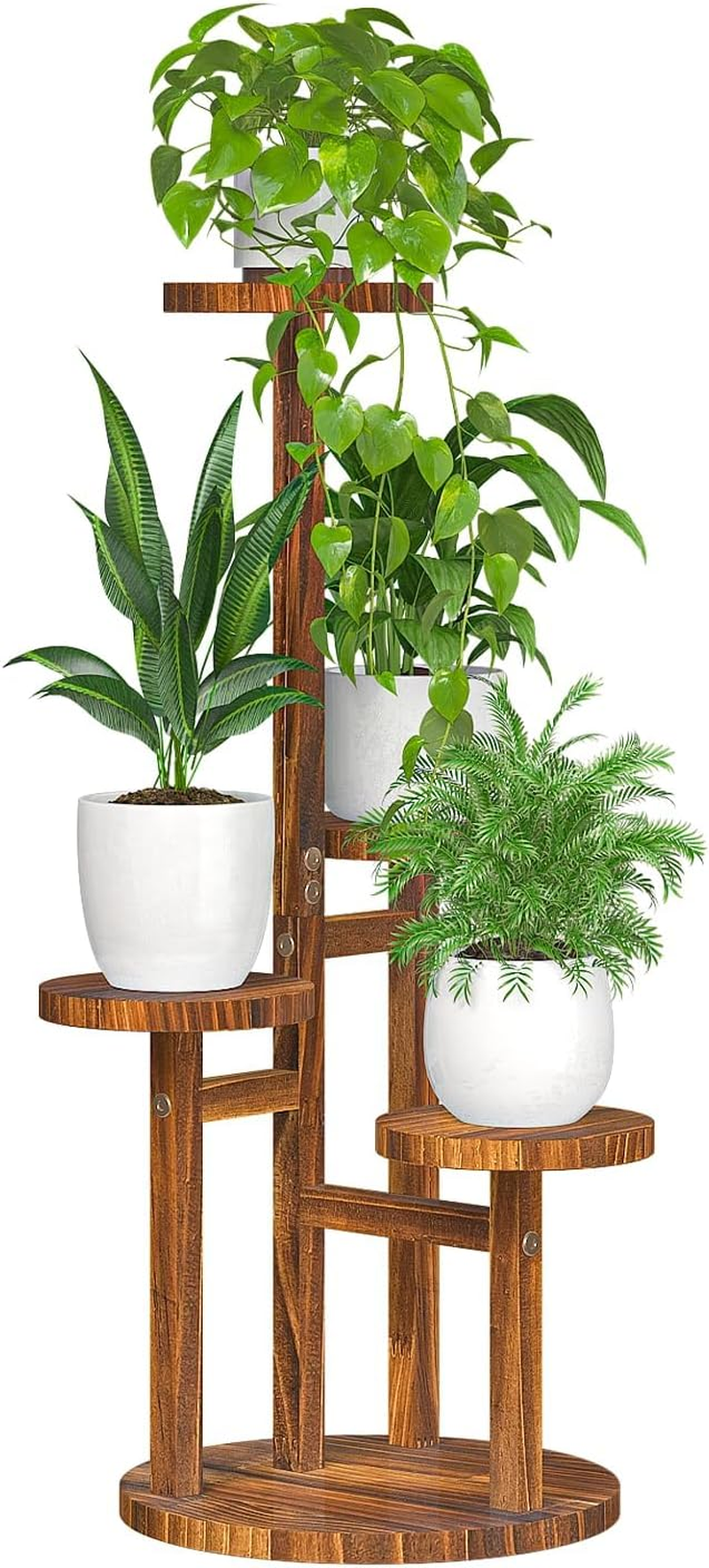 Bamworld Plant Stand Indoor 3 Tier Plant Shelf for Multiple Plants Corner Plant Holder for Outdoor round Flower Stand Plant Holder for Living Room Patio Garden Balcony Bedroom