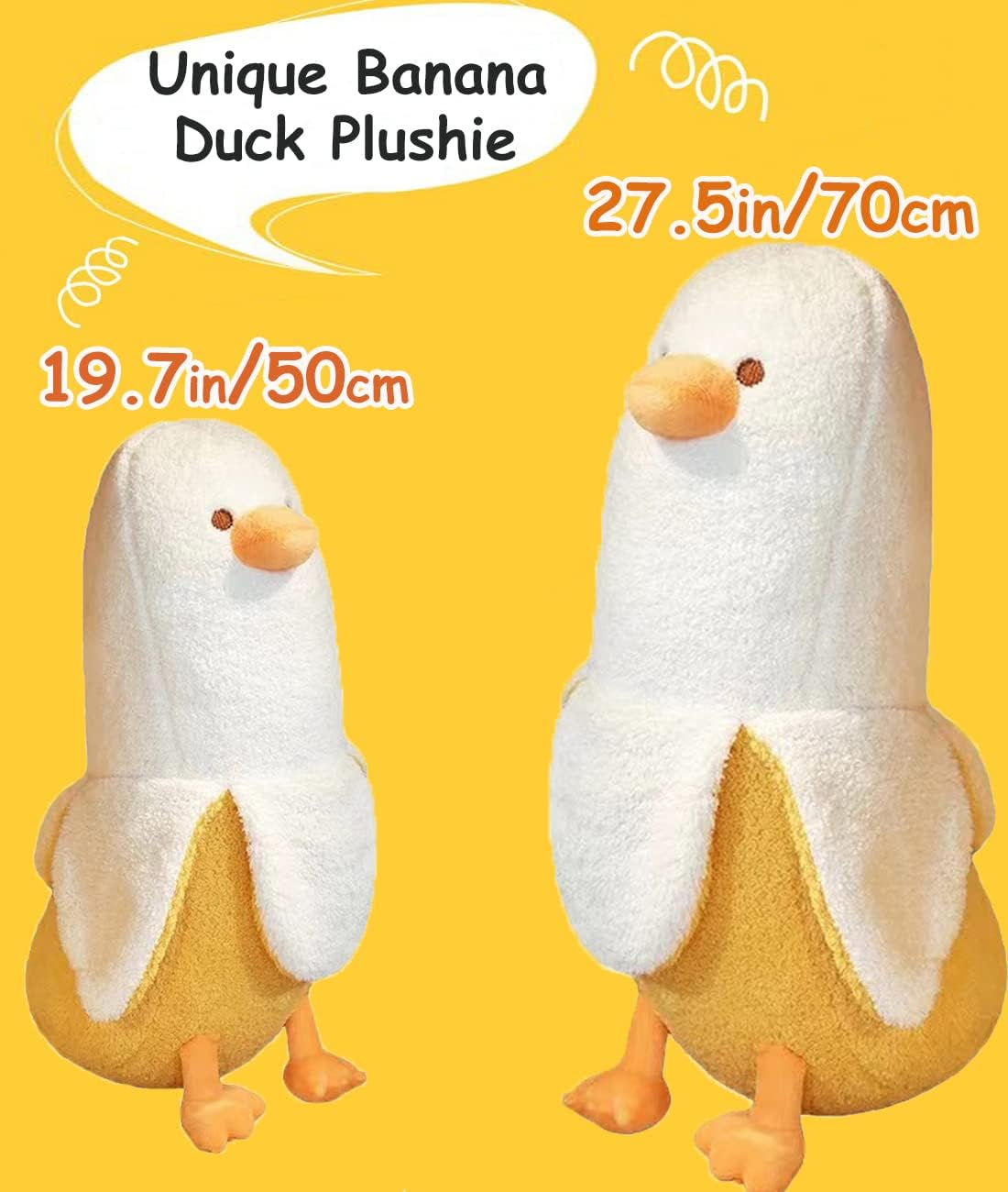 Banana Duck Plush Toy 19.6",Cute Plushies Banana Stuffed Animal,Duck Plushie Long Banana Duck Plush Pillow,Funny Hugging Pillow Sleeping Cushion Soft Gifts for Boys Girls Birthday Christmas(White) image number 2