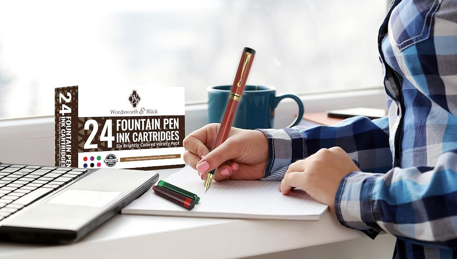 Wordsworth & Black 24 Pack Fountain Pen Ink Refills - SET of 24 ASSORTED COLORS Ink Cartridges - International Standard Size - Length Appr 3.75 CM - Base Diameter Appr 0.6 CM - Disposable and Generic image number 5