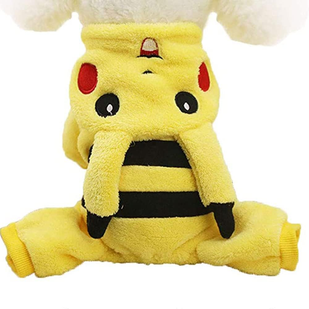 Cute Soft Dog Costume Flannel Dog Coat Picachu Lovely Warm Dog Clothes for Winter