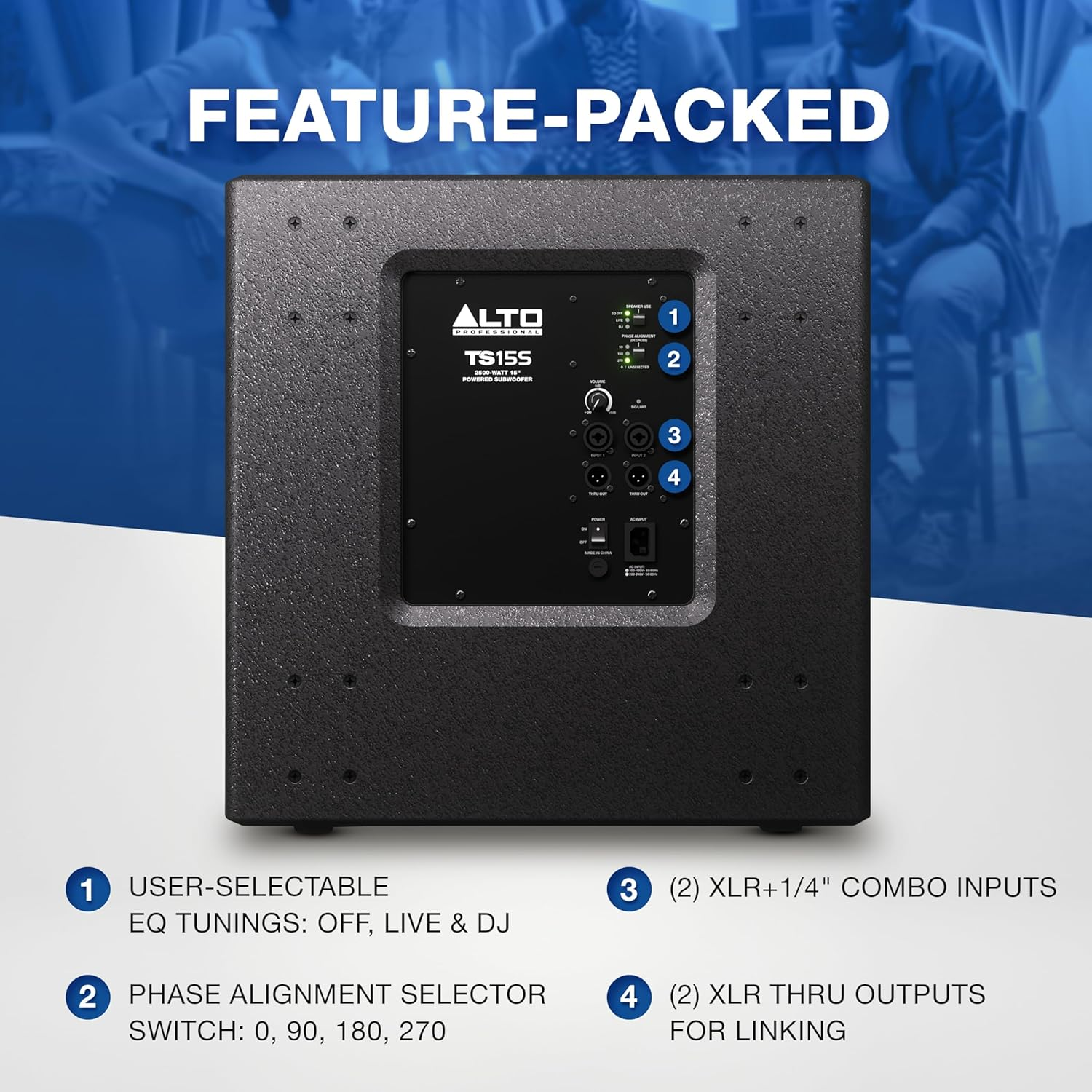 Alto Professional TS15S - 2500W 15-Inch Subwoofer, Powered PA Speaker with 6 Selectable DSP Modes, Easy Setup, 130 Db, 3" Voice Coil, Superior Bass image number 4