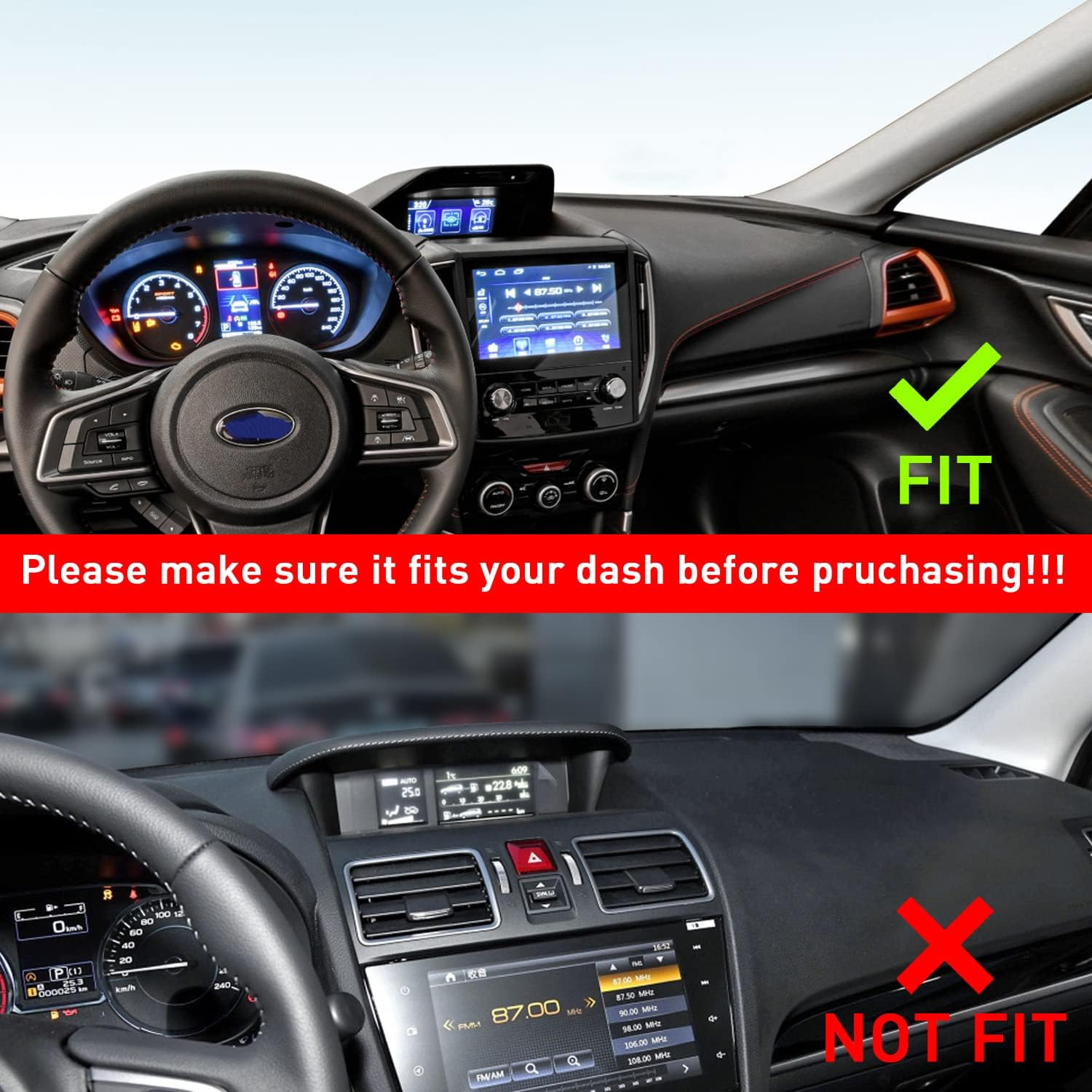 MOCHENT Dashboard Mats for Subaru Crosstrek Accessories 2023-2018, Forester 2019-2024, Impreza 2018-2023, Interior Non-Slip Dash Mat Pad Liner (Orange) image number 5