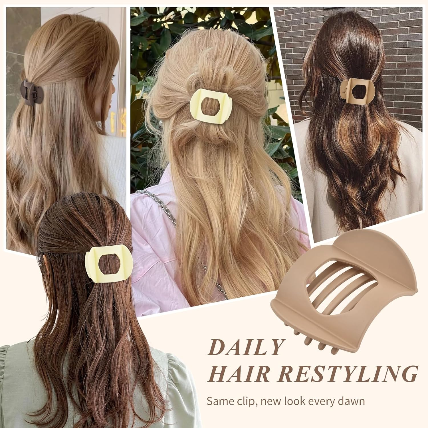 Pack of 6 Flat Hair Clips, Flat Hair Clips, Women'S French Hair Clip, Curved Design, round for Women and Girls, Flat Clips with Strong Hold for Thick and Thin Hair image number 6