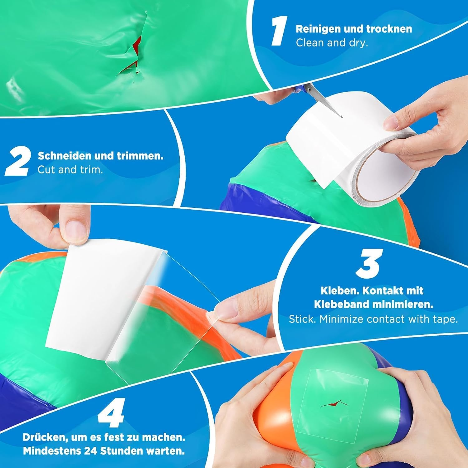 Ecooe TPU Repair Tape, Clear Tape, 8Cm X 5M, Waterproof Adhesive Tape for Pool, Air Mattress, Trampoline, Inflatable Boat, Air Bed, Bouncy Castle, Water Polo, Swimming Ring Patches, Color Transparent image number 5