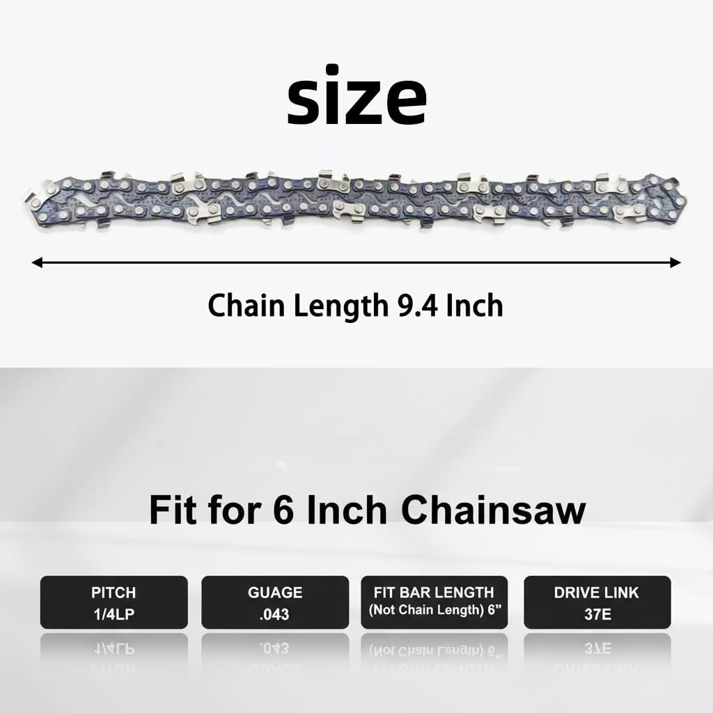 6 Inch (15 Cm) Mini Chainsaw Chain 4-Pack, 37E Drive Links 1/4" LP .043" Gauge Replacement Chain for Wood Branch Cutting, Compatible with 6-Inch Bar &ndash; Damaill image number 5