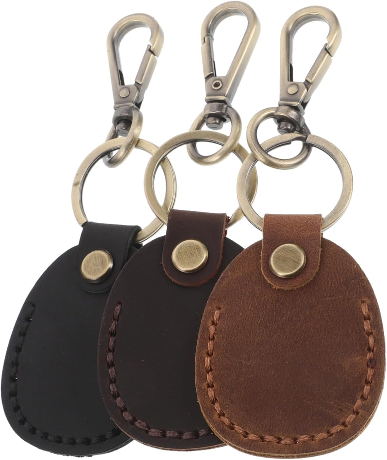 MUCKLILY 3Pcs Retro Pu Card Holder Keychain Set, Handmade Small Access Card Sleeve Protector with Ring, Womens Mini Storage Pouch for Electronic Keys and NFC Tags image number 2