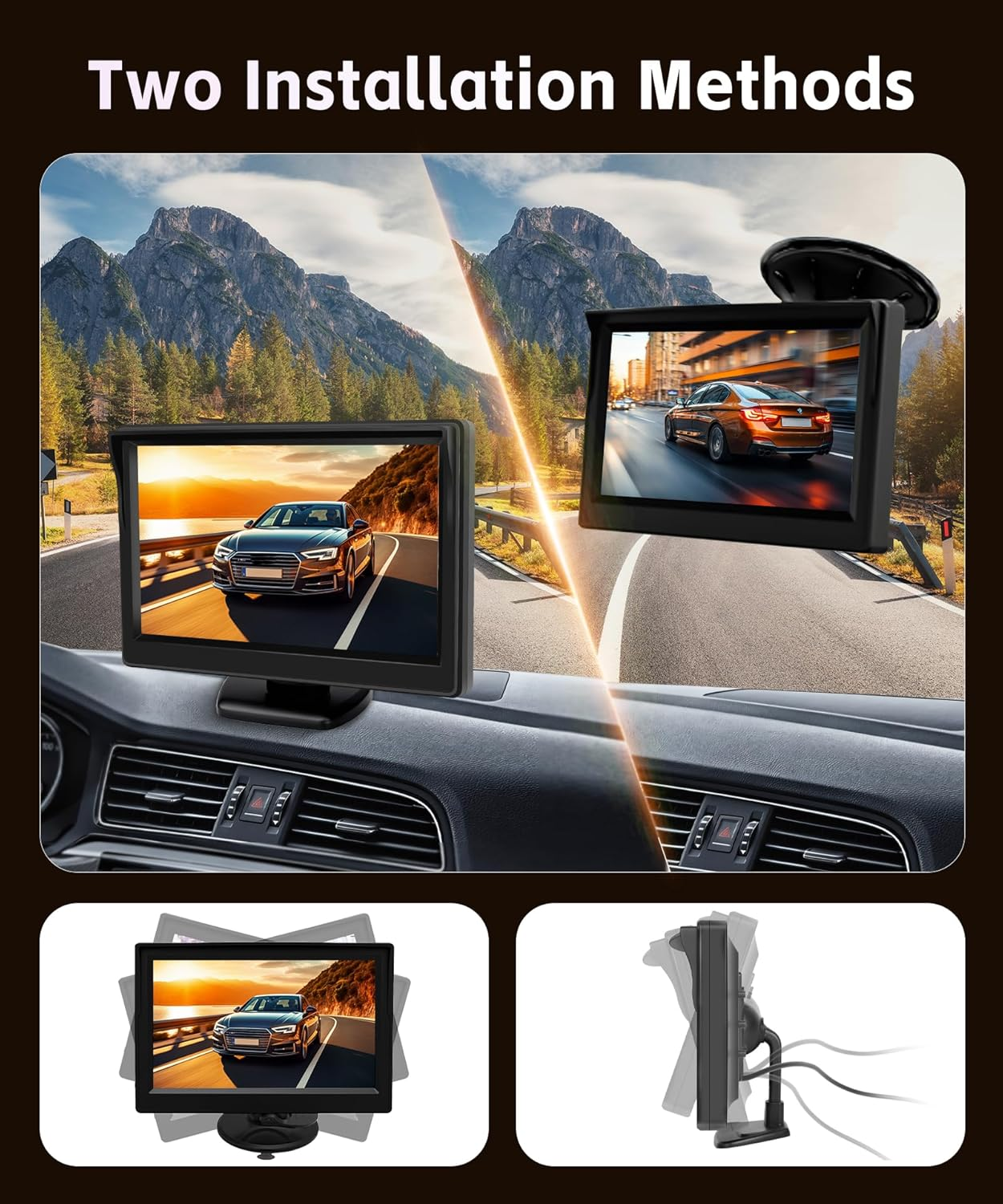 Reversing Camera with 4.3 Inch HD Monitor and Camera, IP68 Waterproof, Colour Night Vision, Reversing Camera with 3.5 M Cigarette Lighter image number 1
