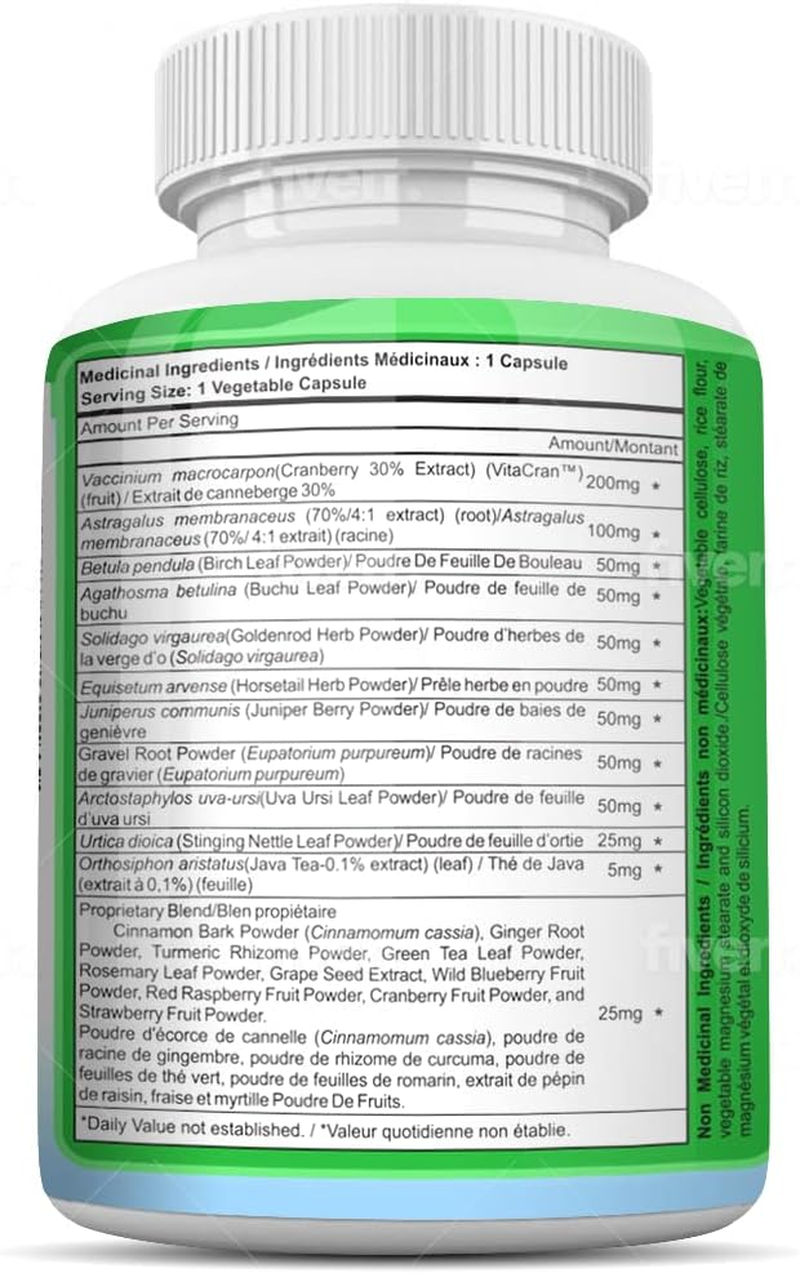Botanica Kidney Support: Blend of Cranberry Fruit Extract Stinging Nettle Leaf Seed Gravel Root Astragalus Root Rosemary Leaf Horsetail Herb - Urinary Tract Health Vital Detox Cleanse Formula Bladder image number 4
