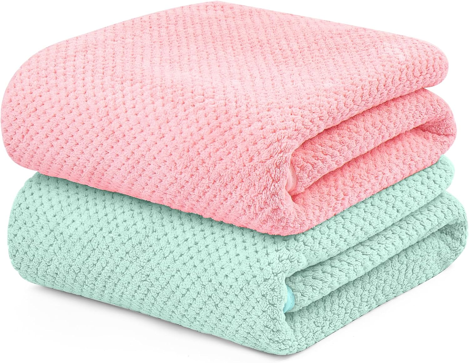 YURIRIA Bathroom Towels 2 Pack Ultra Soft Water Absorbent Towel Set for Quick Drying Microfiber Towels in Bathrooms, Beach, Swimming Pool, Gym, and Spa Centers (Pink+Green) - Dark Coffee+Green image number 5