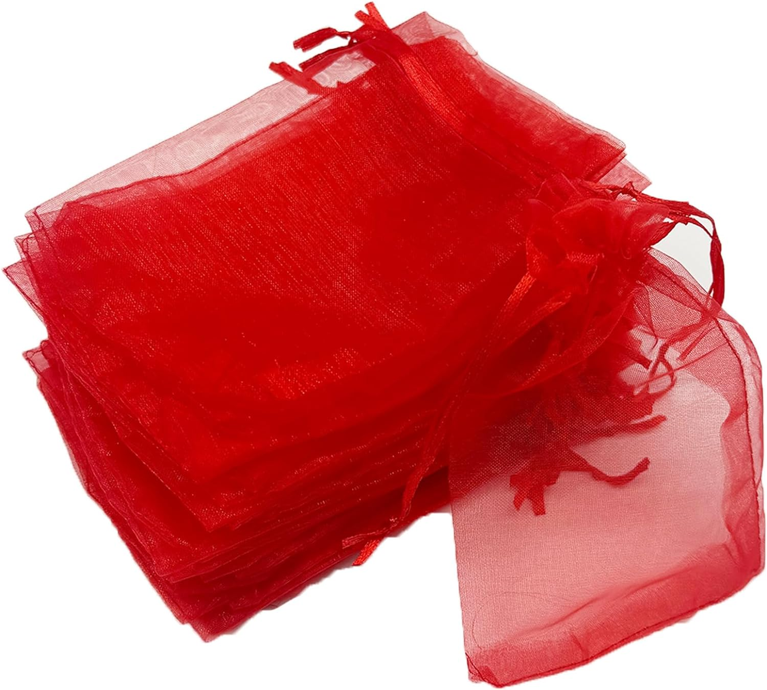 100Pcs Organza Bags, 10X15 CM Mesh Bags Drawstring Gift Bags Jewelry Pouches for Candy Wedding Favors Christmas - Green image number 4