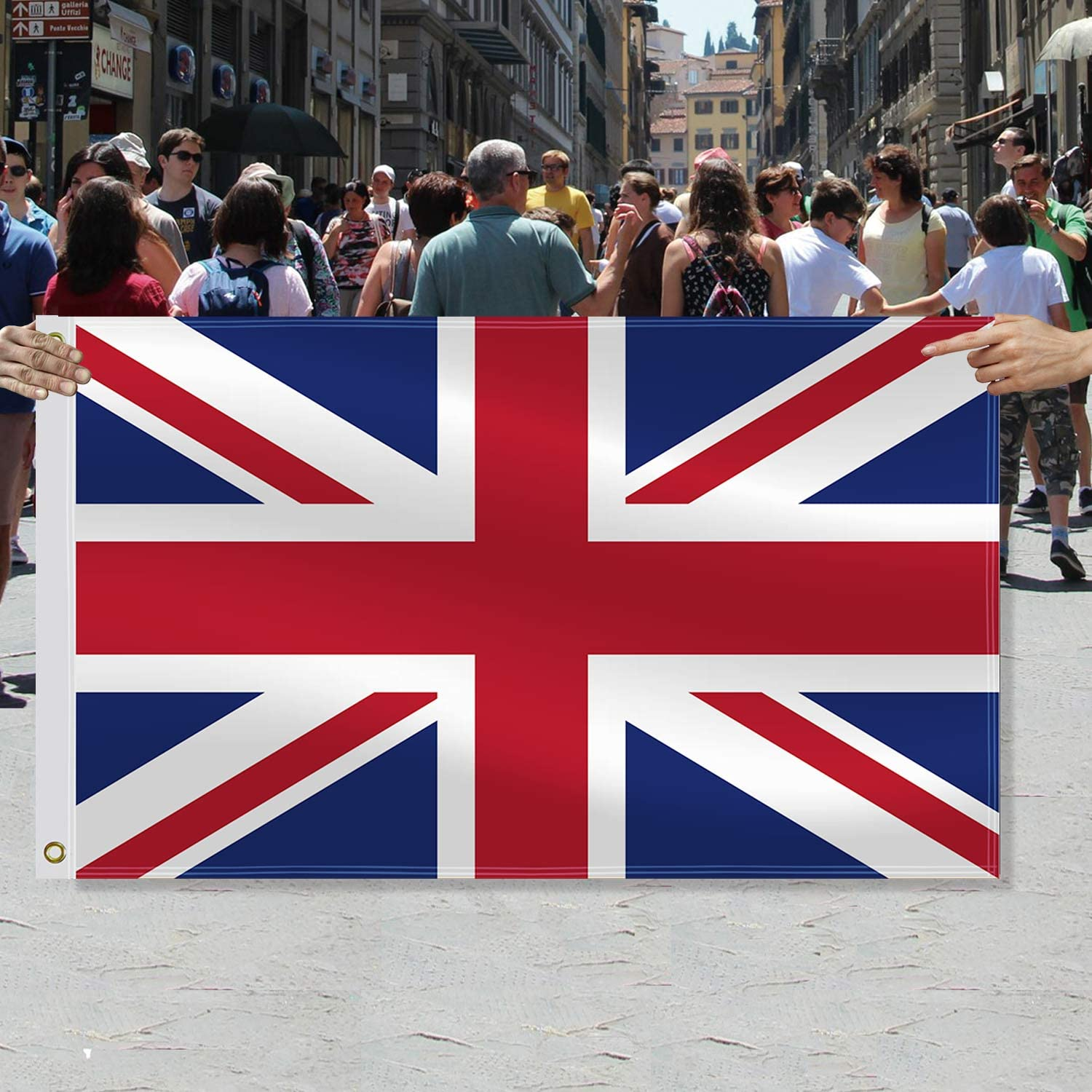 3&times;5 FT Britain Flag,Large British People National Decor,Double Side Digital Printed 75D Polyester Banner with Canvas Header Brass Grommet image number 2