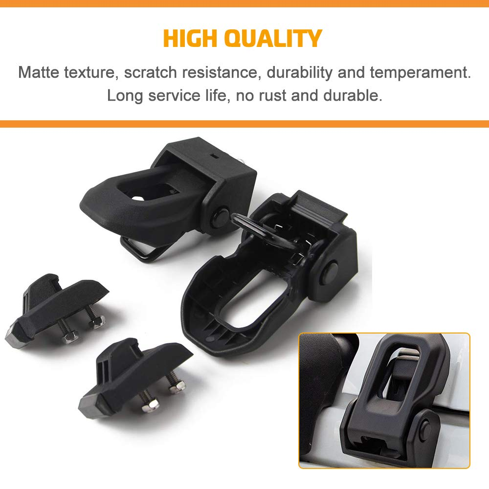 Jeep Hood Latch Locking for 2007-2018 Jeep Wrangler JK JL Original Black Stainless Steel Hood Catches Kit for Passenger and Driver Side Jeep Accessories image number 1
