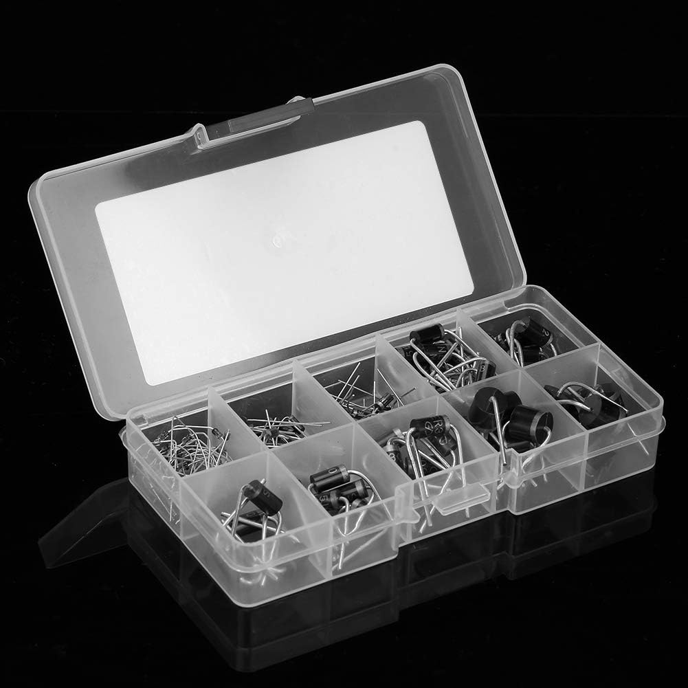 10 Values Rectifier Diode Assortment，90Pcs Electronic Diodes Rectifying Diodes，1N4148-10A10 Rectifier Diode Assortment Electronic Kit image number 1