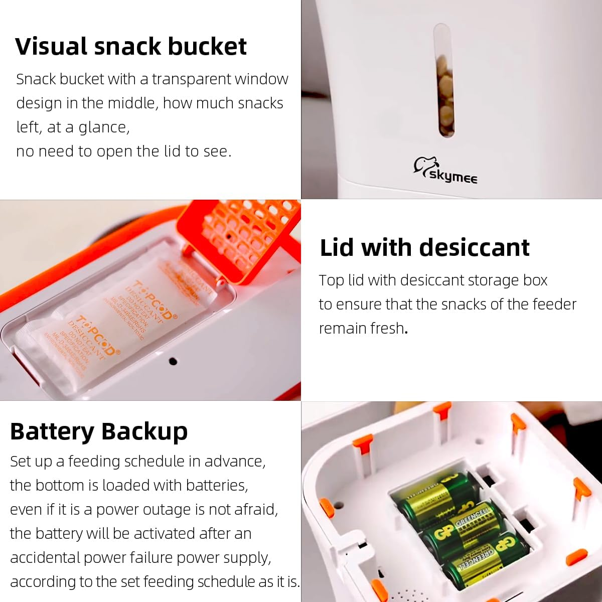 SKYMEE 8L Automatic Cat Feeders,Timed Feeding,2.4G Wifi Enable Cat Food for Cats and Dogs with App Control,Dog Food Container