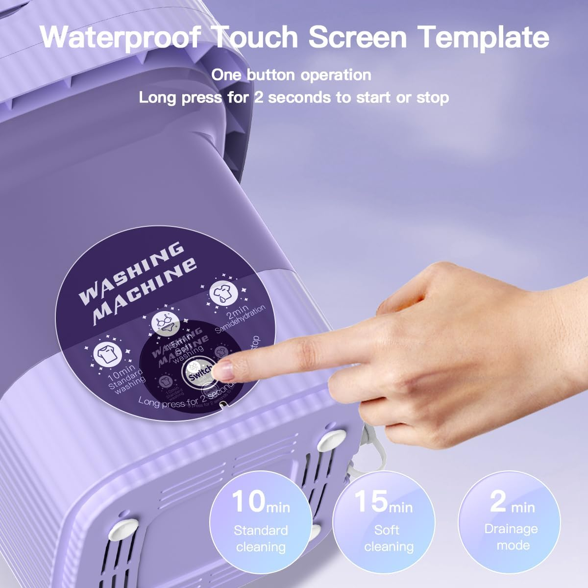 Portable Washing Machine,Mini Washer 10L High Capacity with 3 Modes Deep Cleaning for Baby Clothes,Underwear or Small Items,Foldable Washer for Apartment,Camping,Rv Travel Laundry-Gift Choice(Purple) image number 1