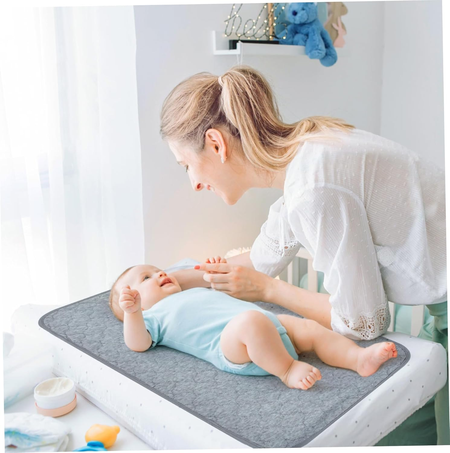 3PCS Portable Diaper Changing Pad 27X14 Inch Waterproof Changing Pad Liners, Washable Reusable Foldable Baby Mat Sheet for Home Travel image number 1