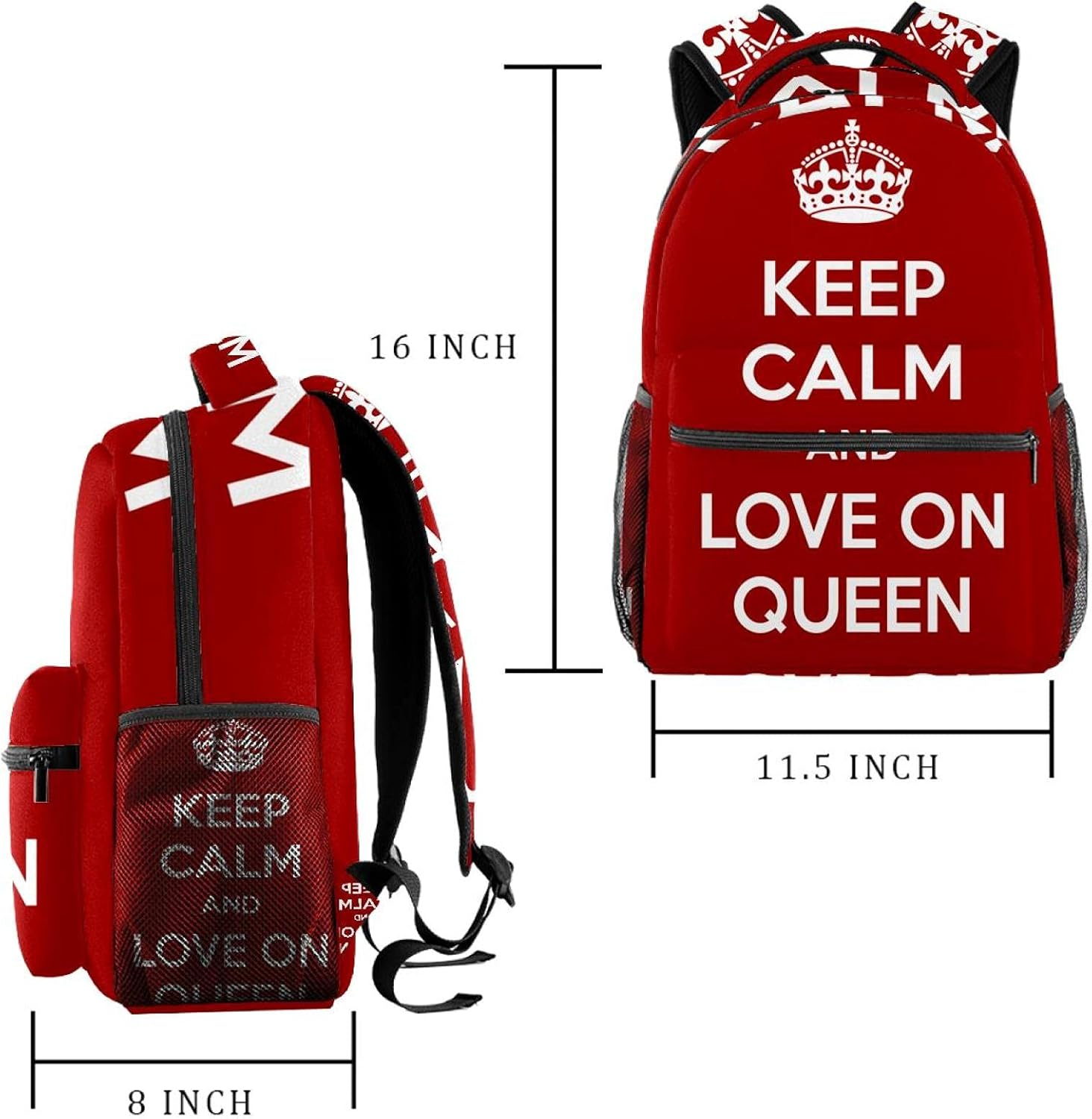 Red White Motivation the Love on Queen Backpack Students Shoulder Bags Travel Bag College School Tote Backpacks image number 1