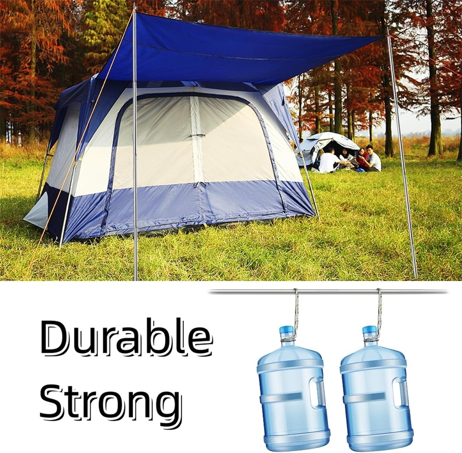 KOMCLUB Tarp Poles 198Cm/78.1In Adjustable Camping Tent Poles Sturdy Lightweight Stainless Steel Shade Pole for Awnings Canopy Rain Fly Shelter 19Mm Set of 2 image number 3