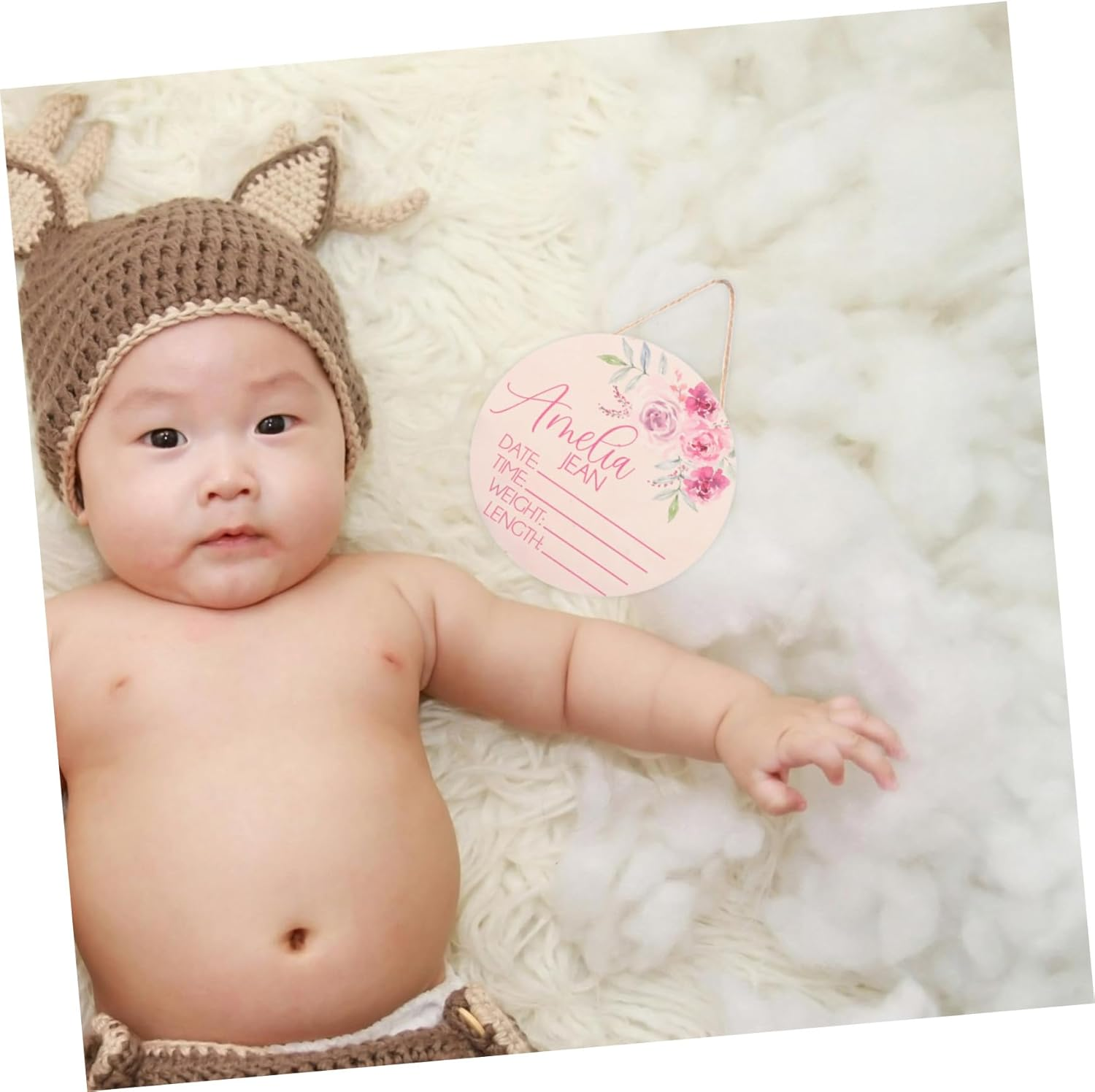 2Pcs Name Announcement Sign for Nursery Wooden Birth Announcement Board for Girls