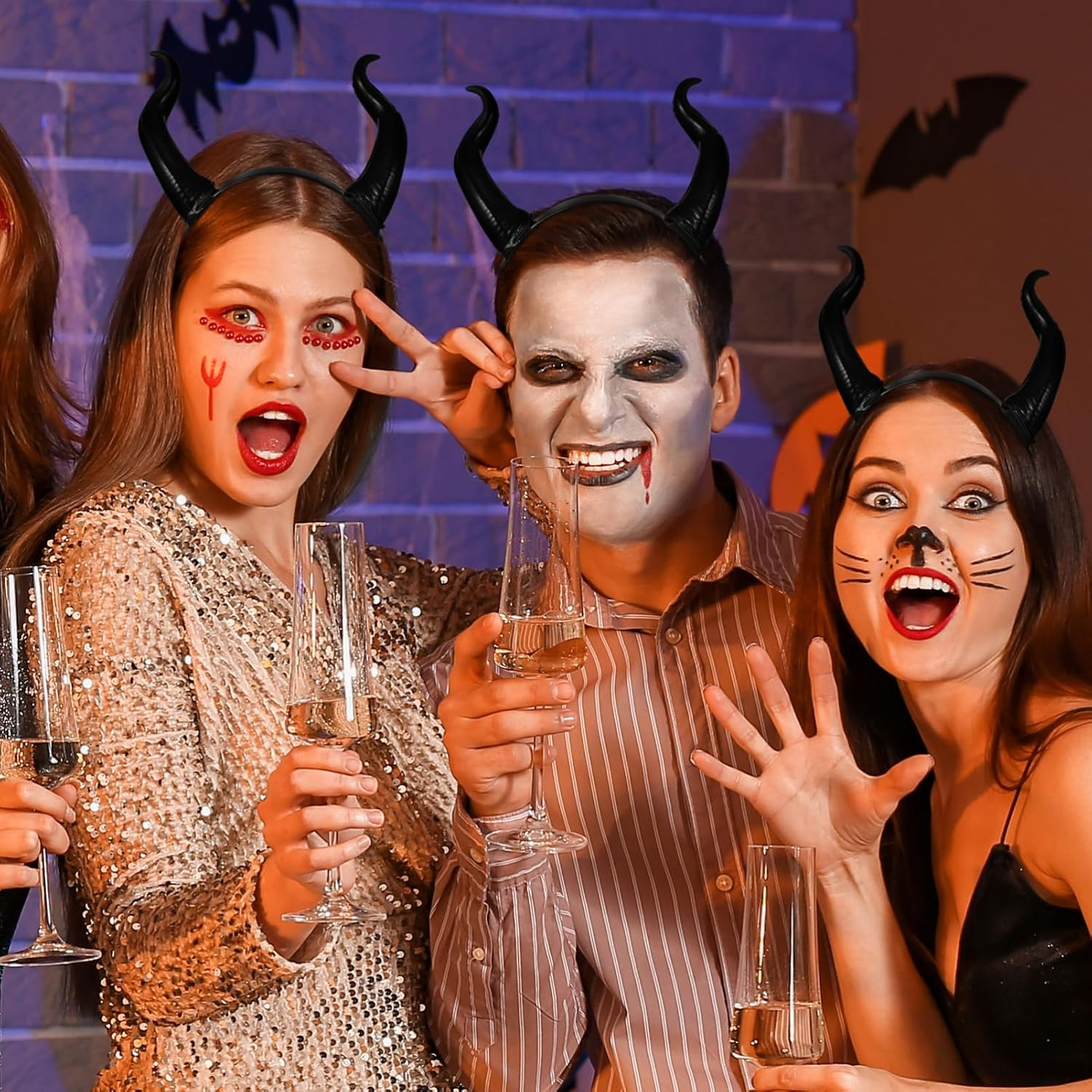 TOYANDONA 1 Piece Devil Horns Headband: Halloween Ox Horn Headpiece Ox Horn Headband Cosplay Accessories Gothic Hair Band for Women Men and Girls image number 3