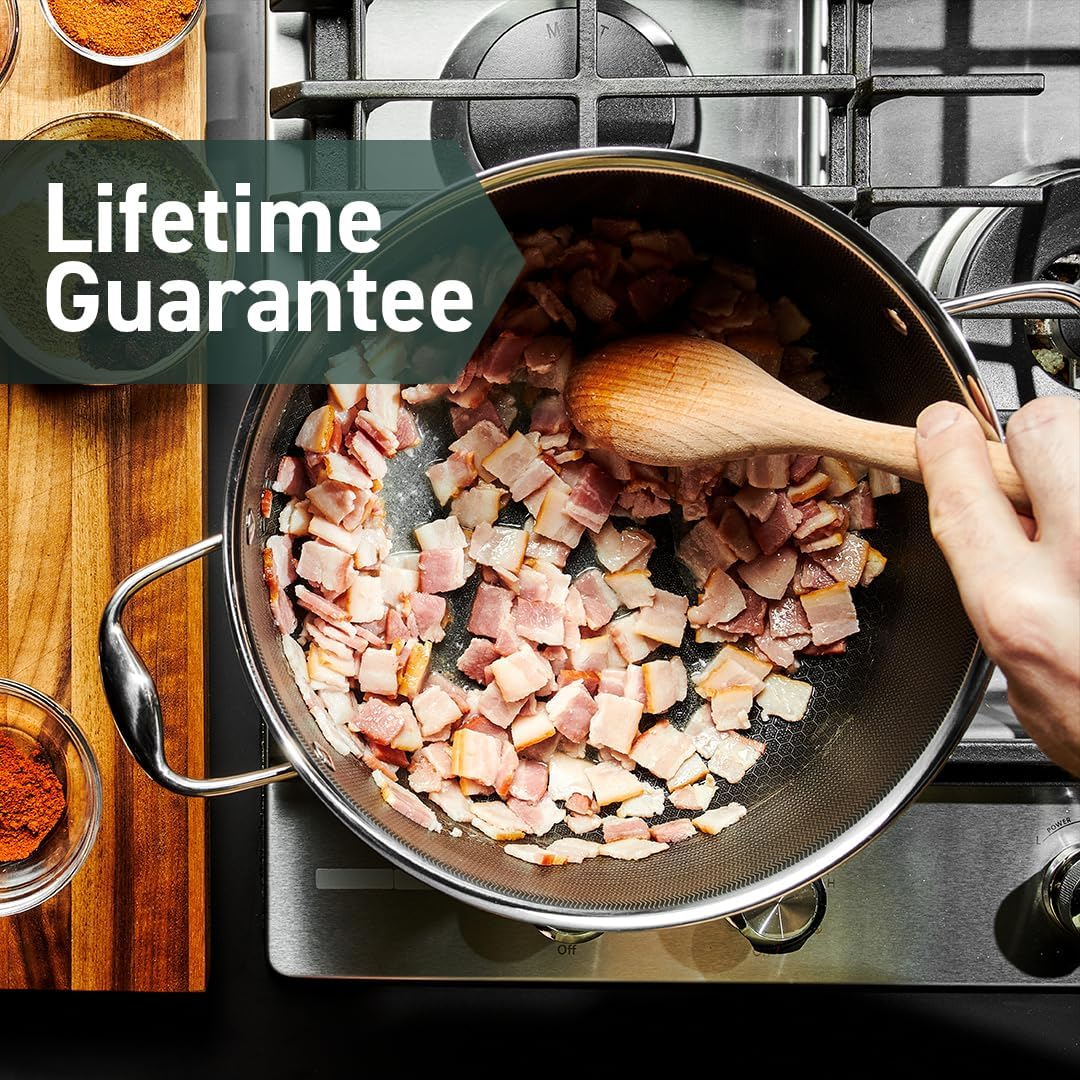 Hexclad Hybrid Nonstick 6-Piece Pot Set, 2, 3, and 8-Litre Pots with Tempered Glass Lids, Stay-Cool Handles, Dishwasher-Friendly, Induction Ready, Compatible with All Cooktops