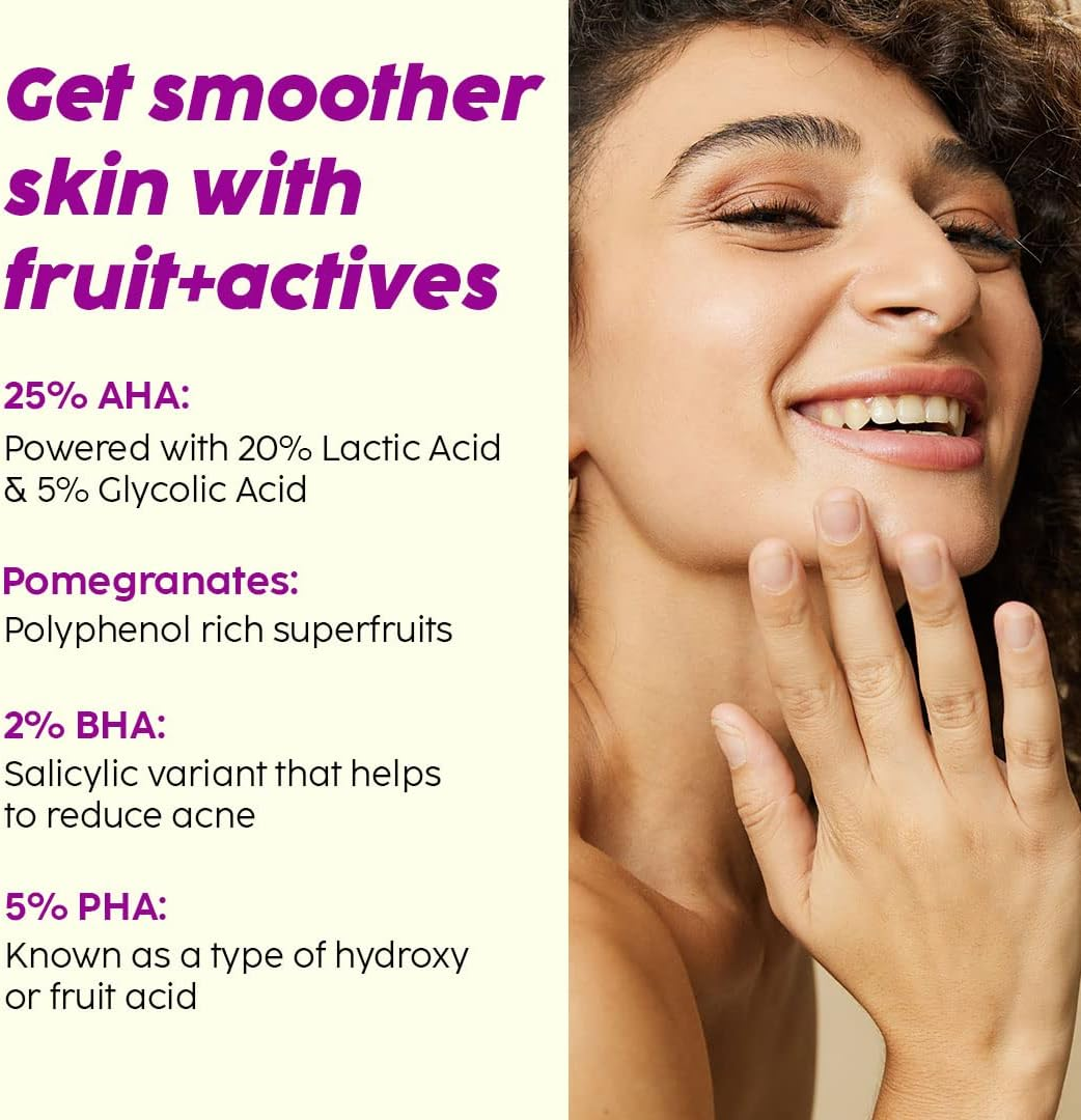 PLIX - the PLANT FIX 25% AHA+ 2% BHA + 5% PHA Pomegranate Peeling Potion for Glowing & Even Toned Skin Gentle Exfoliation & At-Home Facial | for Women & Men | 30 Ml (Pack of 1) image number 4
