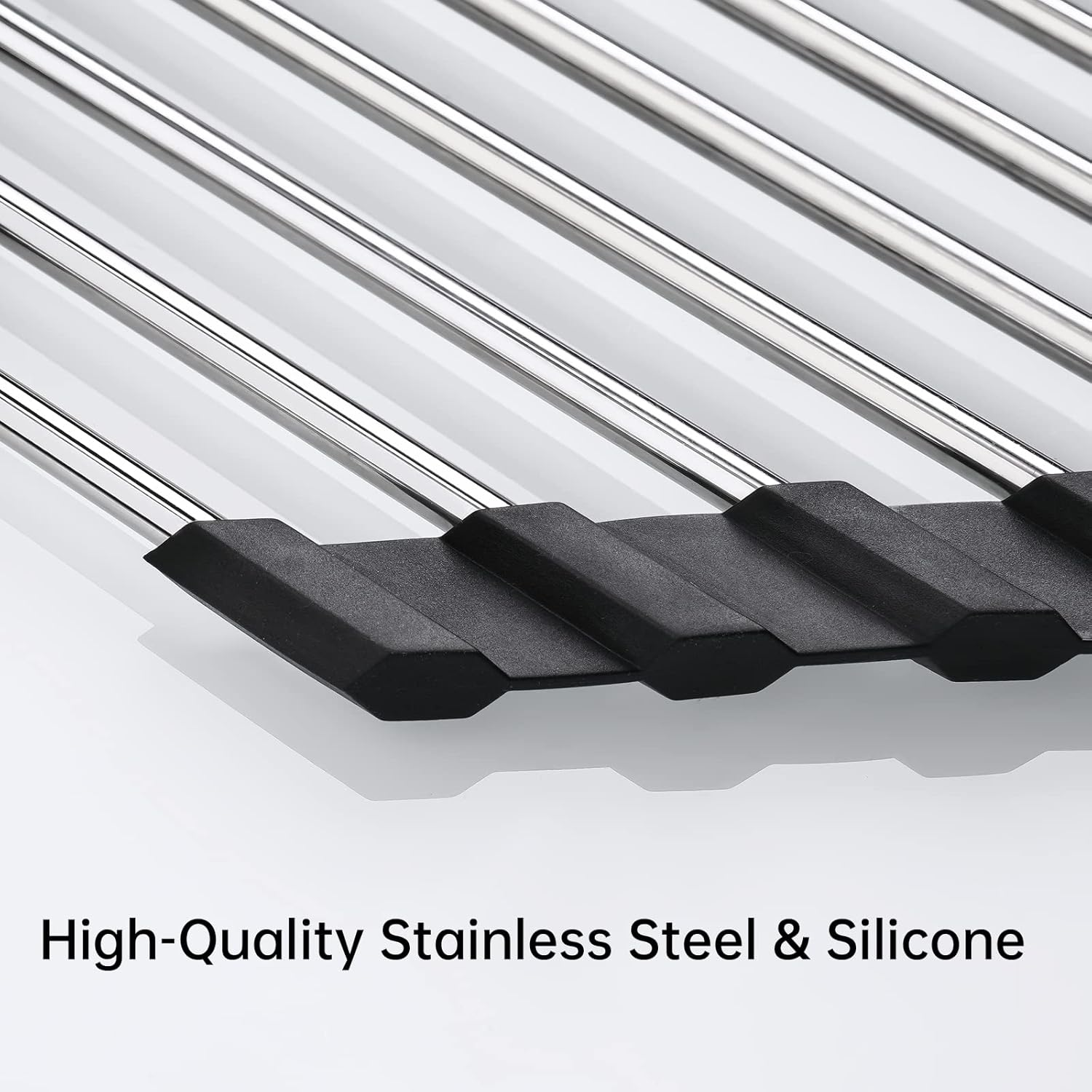 Tomorotec Triangle Roll-Up Dish Drying Rack for Sink Corner Small Foldable Stainless Steel over the Sink Multipurpose Kitchen Drainer Caddy Trivet Rustproof Organizer Storage Space Saver Shelf (Black)