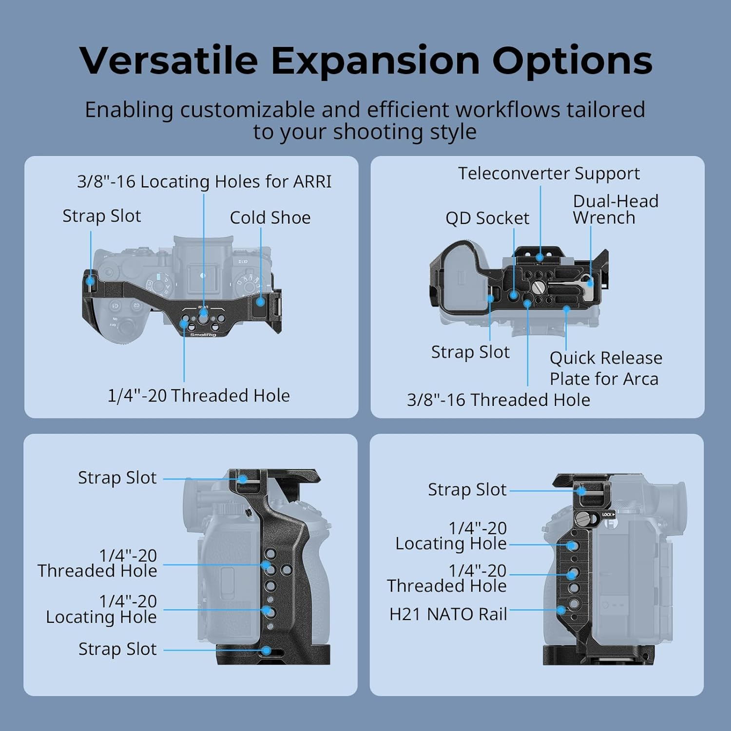 Smallrig Normal Cage for Sony Alpha 1 Ii/Alpha 9 III, Built-In Teleconverter Support and Quick Release Plate for Arca, Ultimate Stability with Three-Point Locking for Wildlife Photographers image number 1
