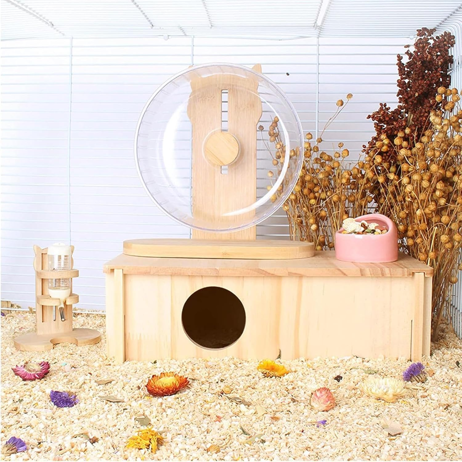 Multi-Chamber Hamster House Maze,Rectangle 2-Room Large Hamster Multi Chamber | Small Pets Woodland House for Dwarf Hamsters, Syrian Hamsters, Gerbils, Hedgehogs, Mice