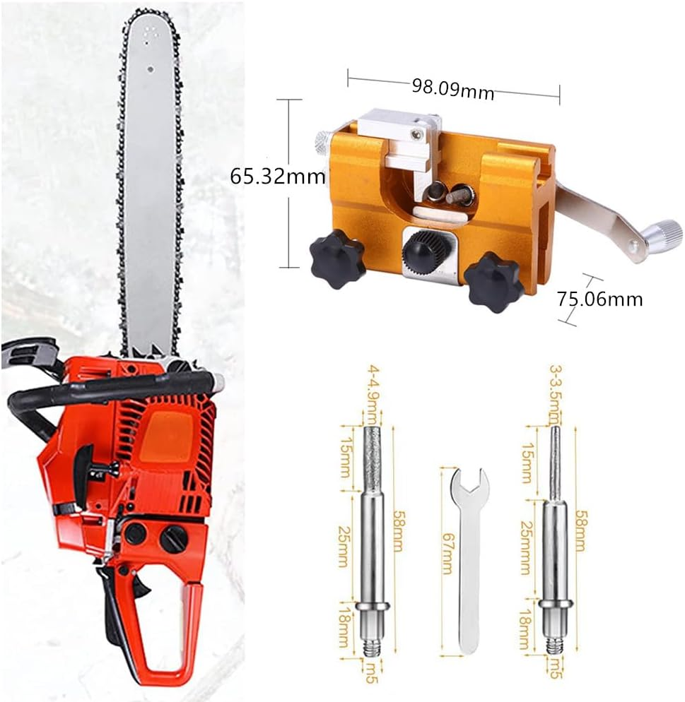 Chainsaw Sharpener, Chainsaw Sharpener Jig,Chain Saw Sharpener Kit Tool with 5 Titanium-Plated Diamond Bits, Chainsaw Vise and Hand-Cranked Chainsaw Sharpening Jig Kit,For Chain Saws and Electric Saws image number 1