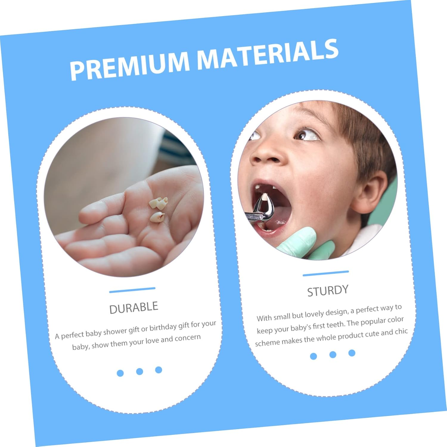 Kids First Tooth Keepsake Box and Infant Tooth Storage Holder Set for Boys and Girls 2Pcs Blue and Rose Red image number 6