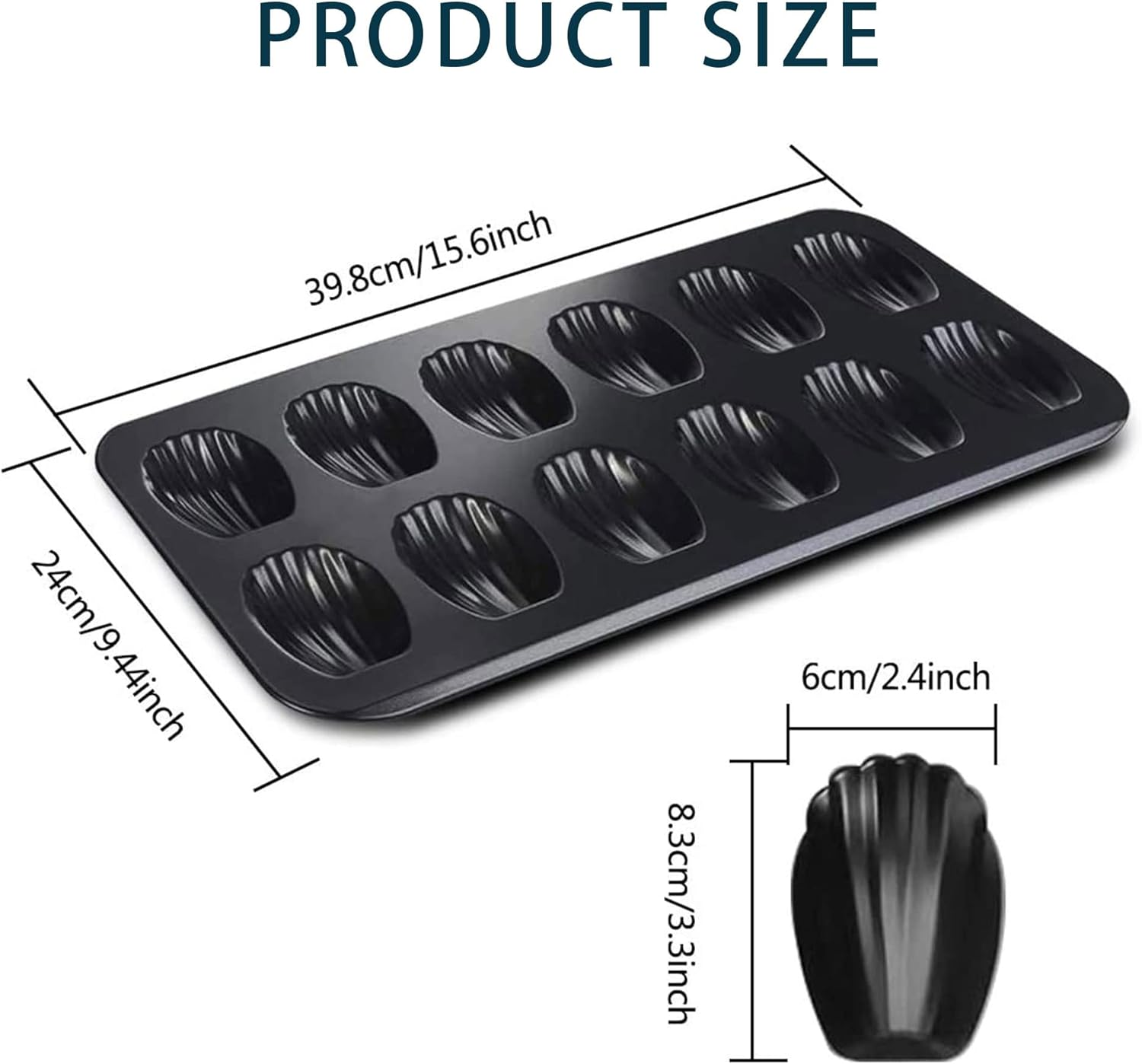 Nonstick Madeleine Pan 2Pack, 12 Cavity Shell Shape Baking Mold Non-Stick Cookie Cake Scone Pan Whoopie Pie Pan for Oven