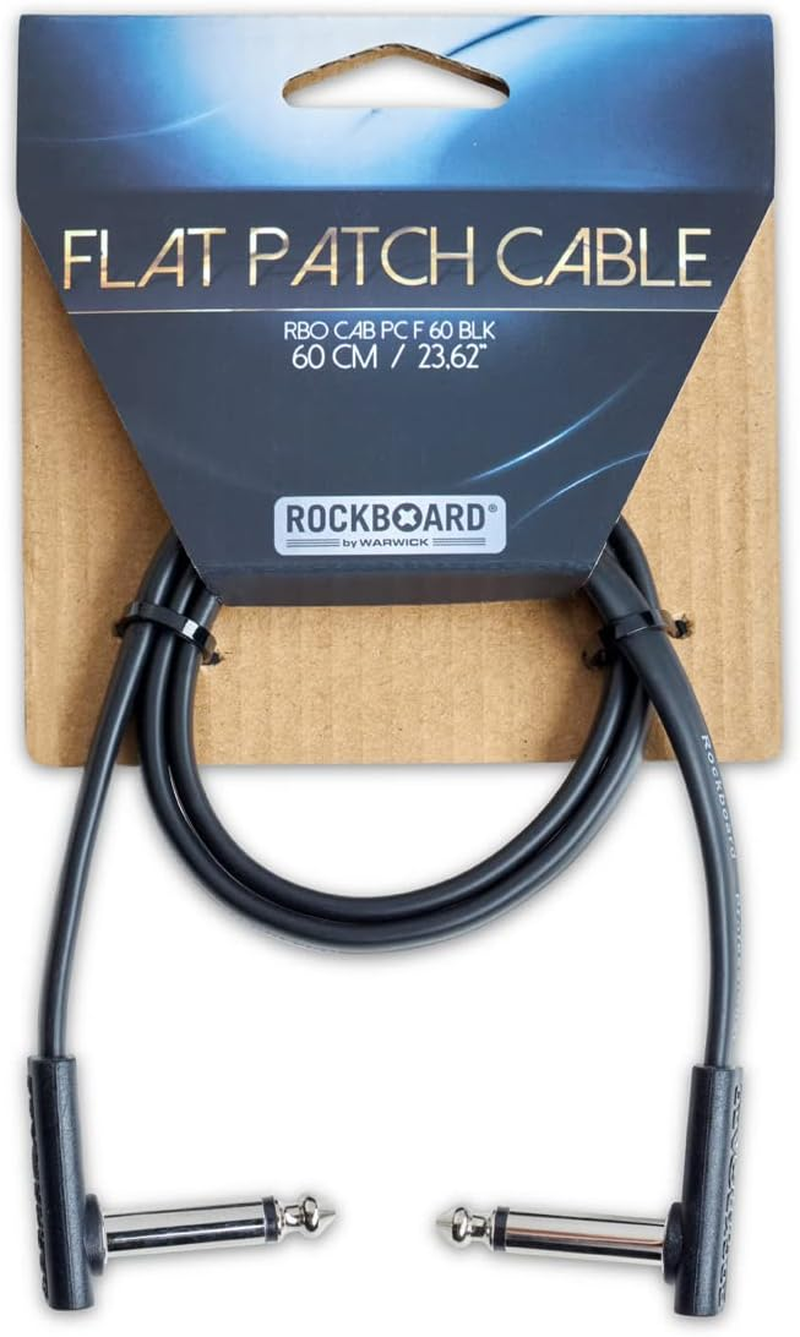Rockboard Flat Black Patch Cable Slim Rectangular Body Extra Thin Angled Plugs - 60Cm image number 2