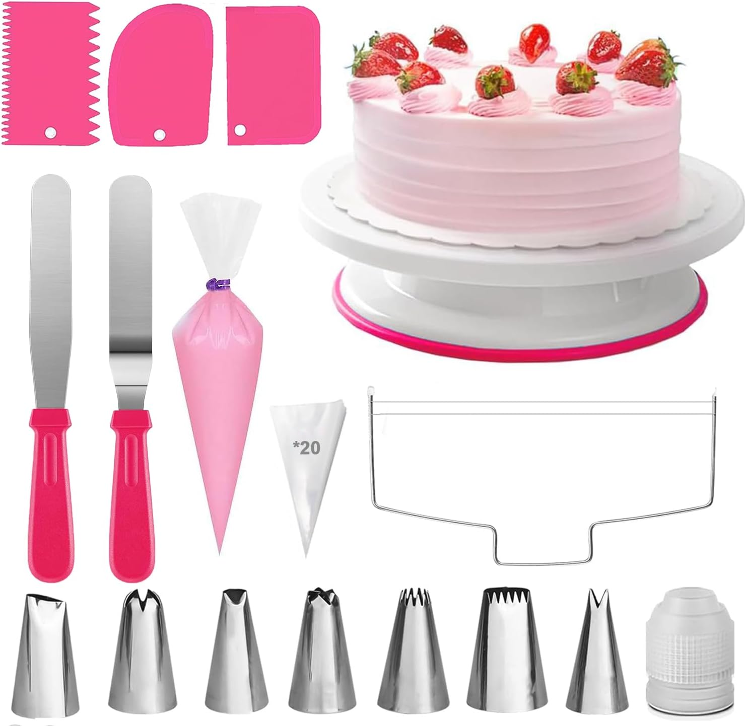 Cake Decorating Kit,35Pcs Cake Decorating Supplies with Cake Turntable,Icing Tips, Modeling Tools,Icing Smoothers, Pastry Bags and Other Cake Decorating Accessories for Beginners image number 3