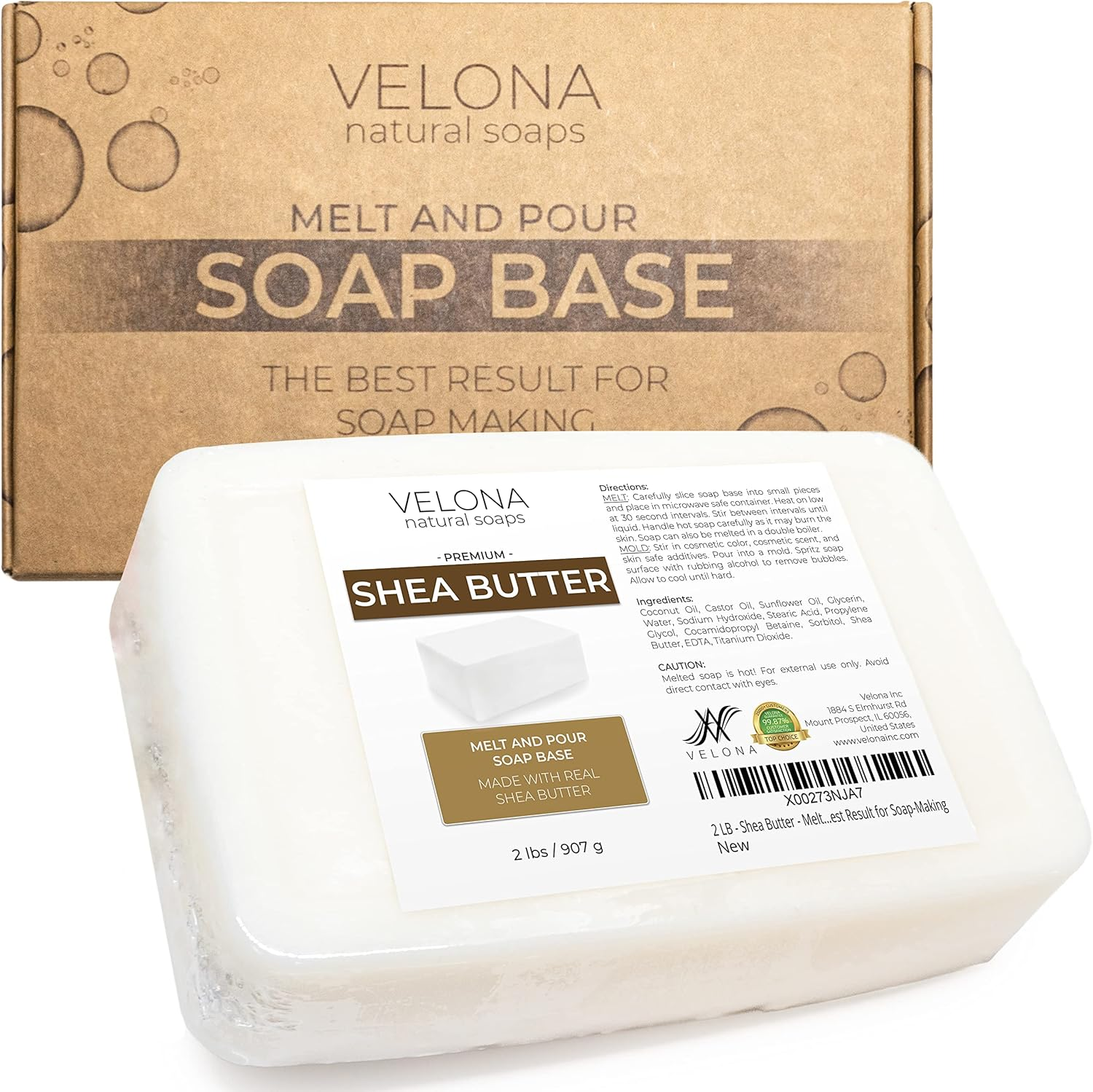 2 LB - Shea Butter - Melt and Pour Soap Base by Velona | SLS/SLES Free | Natural Bars for the Best Result for Soap-Making