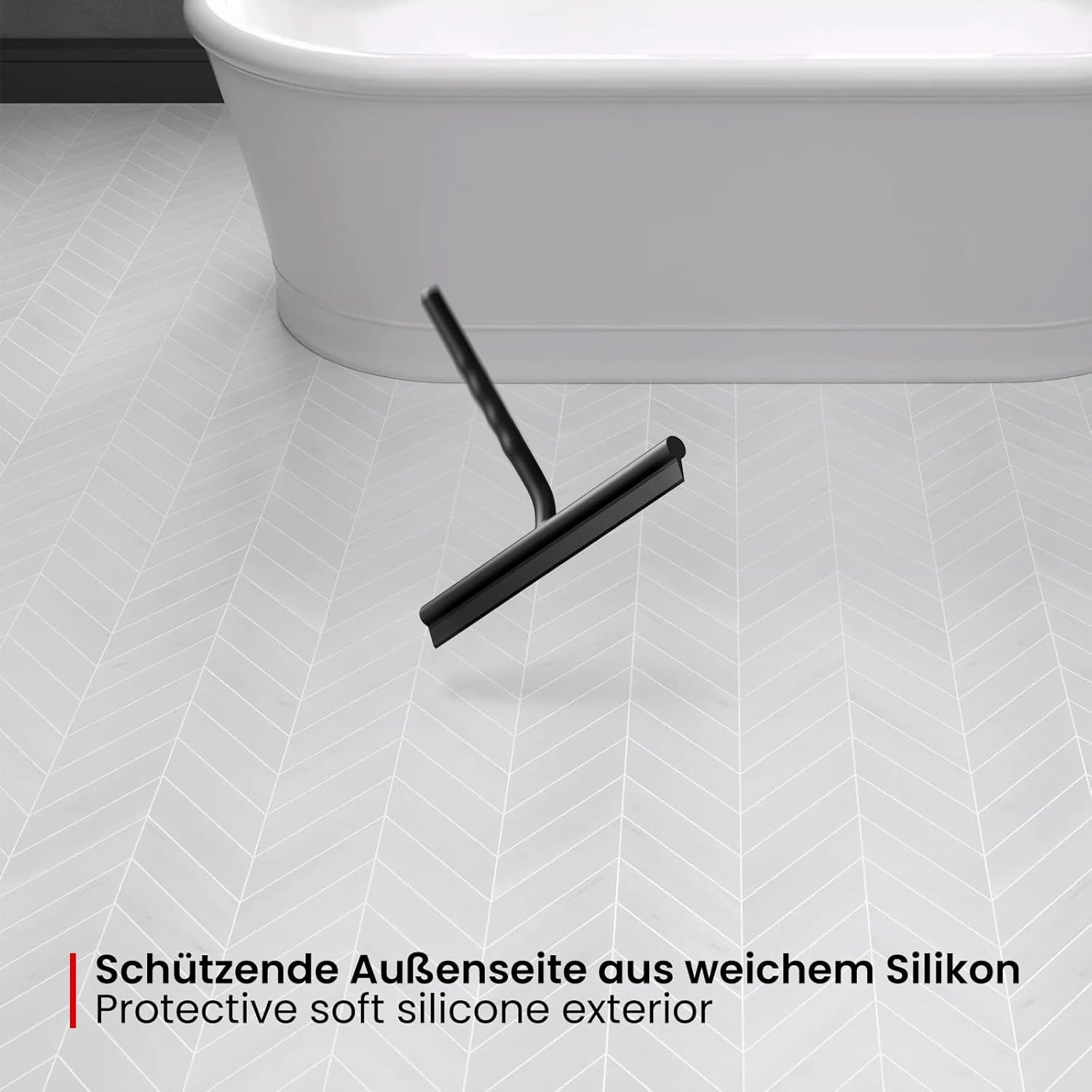 Ecooe Silicone Shower Squeegee with Hanger, 8 Inches Shower Glass Cleaner Wiper, Black Window Squeegee Scraper with Stainless Steel Core for Home Bathroom Kitchen Car Glass Doors image number 5