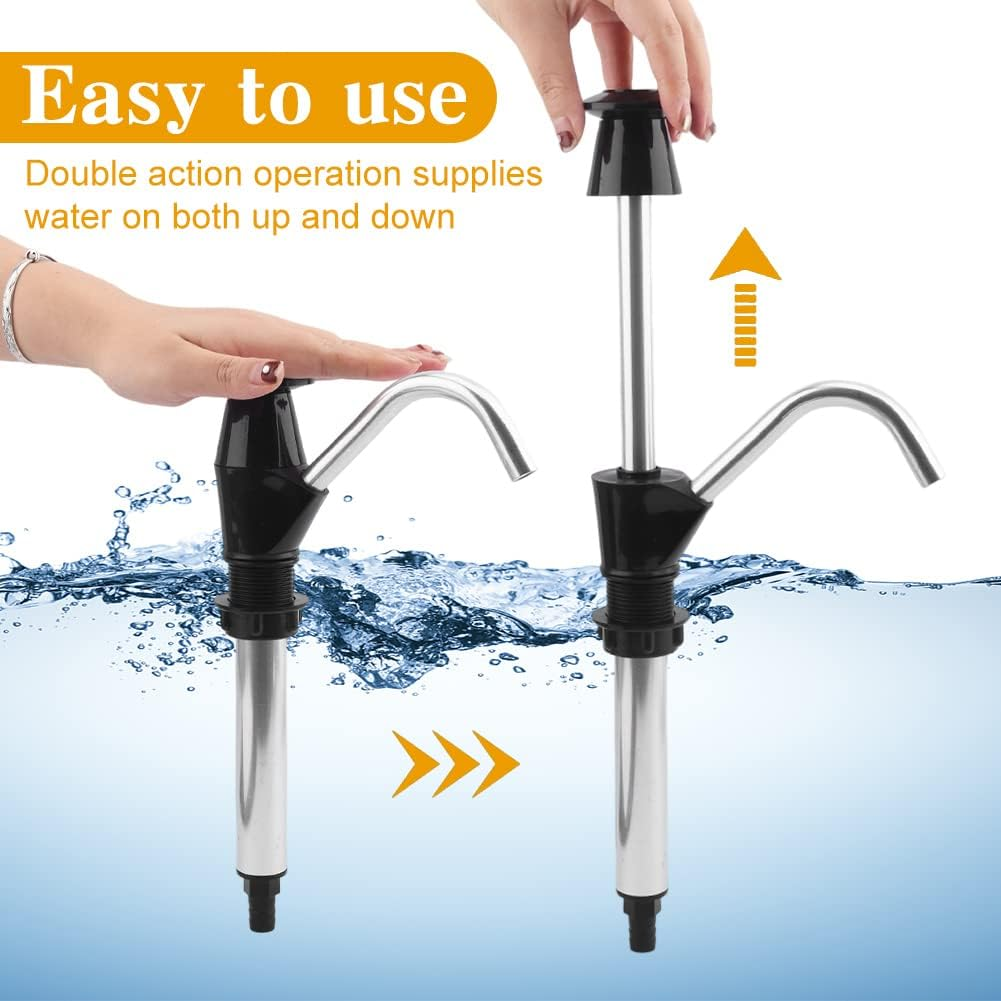 Caravan Sink Water Hand Pump, Hand-Operated Drum Pump, Double Action Camping Trailer Motorhome Replacement Pumping Tool for Camping Trailer, Motorhome, Work Vehicles, Outdoors(Color:Black) - White image number 7