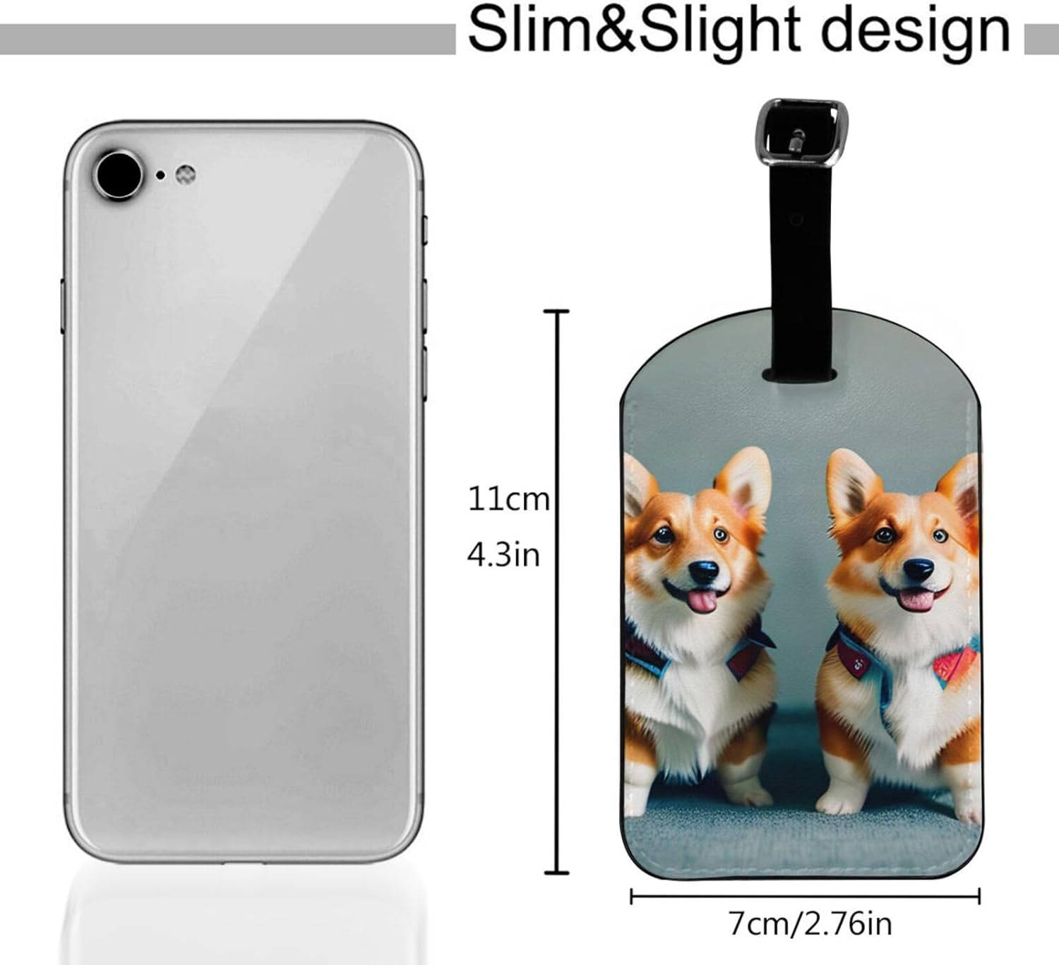 Wearing Clothes Cute Corgi Dogs Print Elegant Tag Stylish Tag Luggage Tag 4.3 X 2.76 Inch for Suitcases Travel Bags