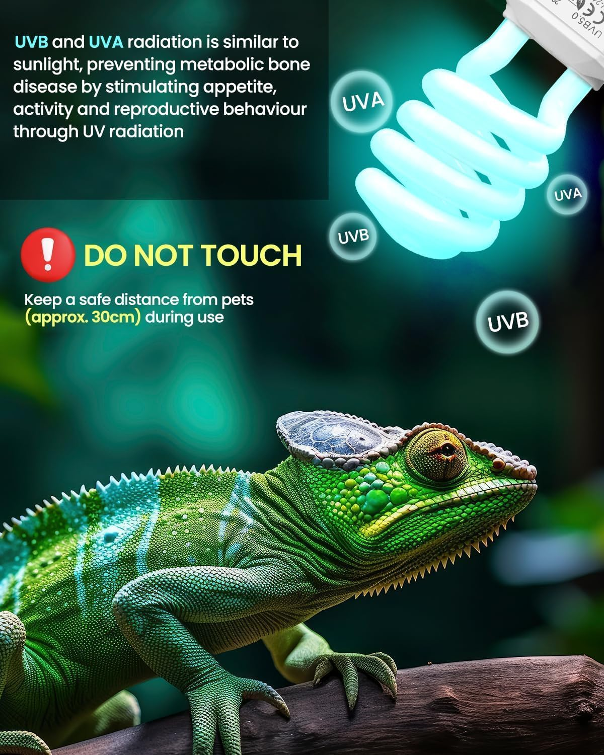 26W E27 UVA UVB 5.0 Reptile Light Bulb, Tortoise Fluorescent Light Bulb Beam Angle 360&deg; AC220-240V for Aquarium, Glass Container, Feeder, Turtle, Snake, Lizard, Etc (Pack-1) image number 1