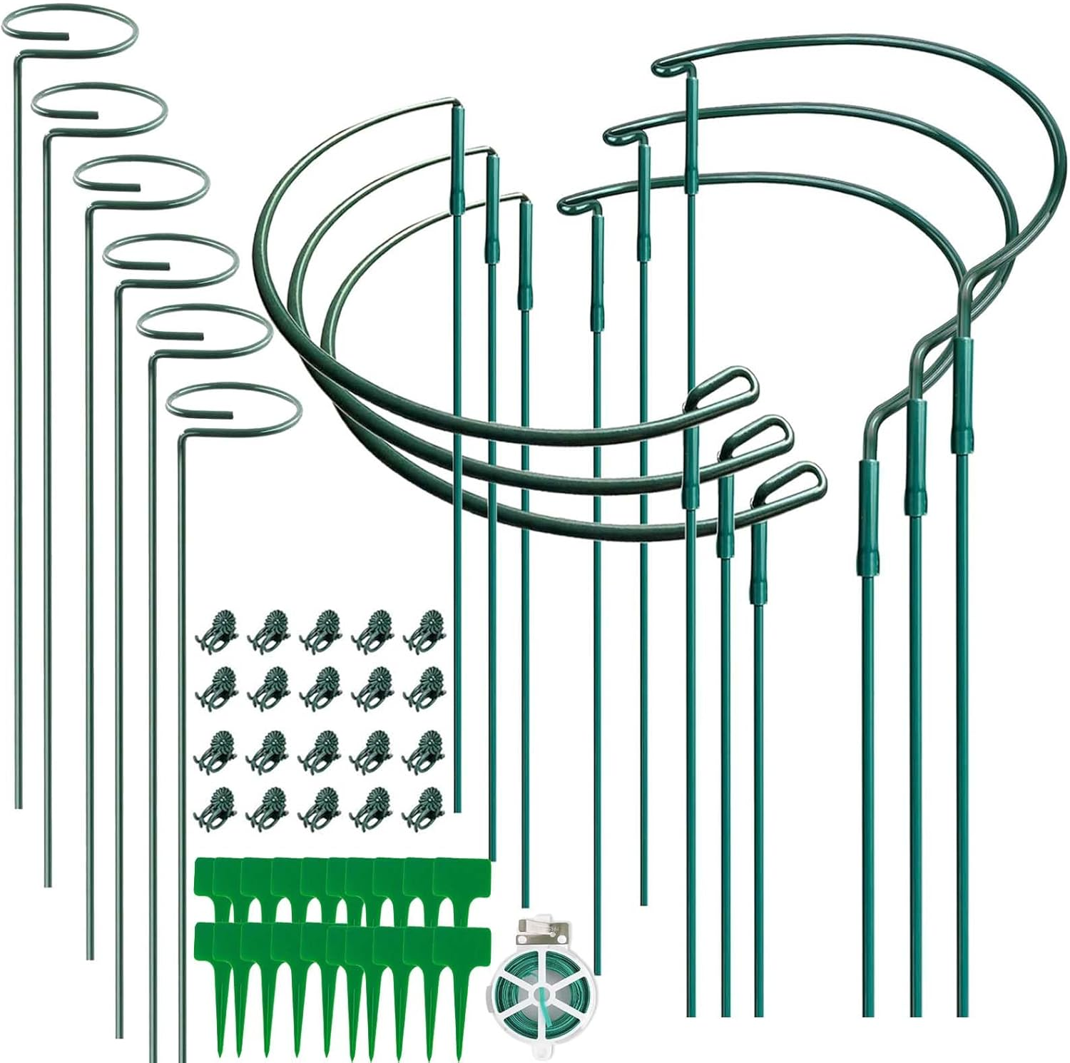 33Pcs Plant Support Stakes,12Pcs Semicircular Plant Stakes for Indoor Plants,20Pcs Plant Clips,Plant Sticks Support Tall for Monstera,Tomatoes,Rose image number 3