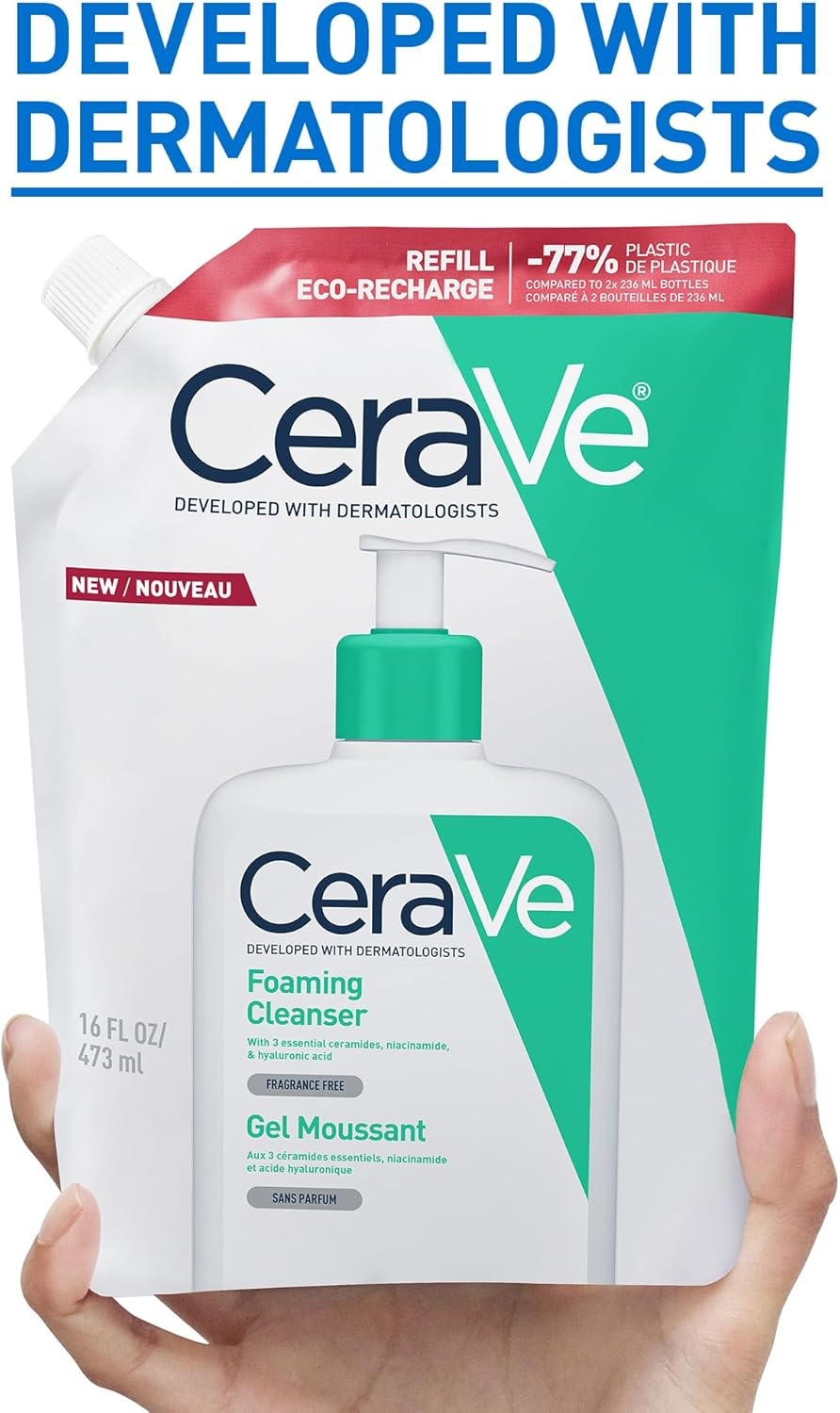 Cerave Foaming Cleanser Eco-Recharge Refill 473 Ml image number 2