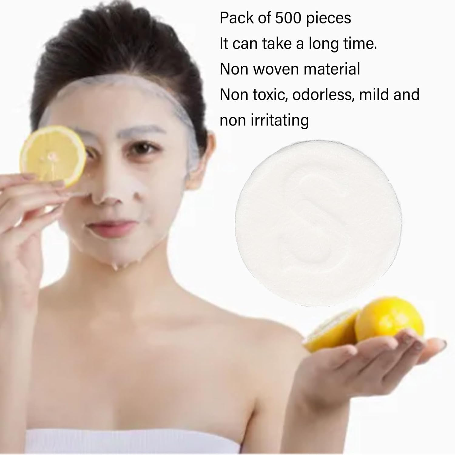 500Pcs Soft Compressed Face Masks, Portable Mild Absorbent Skincare Disposable DIY Mask Paper, Facial Mask Sheet with Good Breathability for Home Travel image number 1