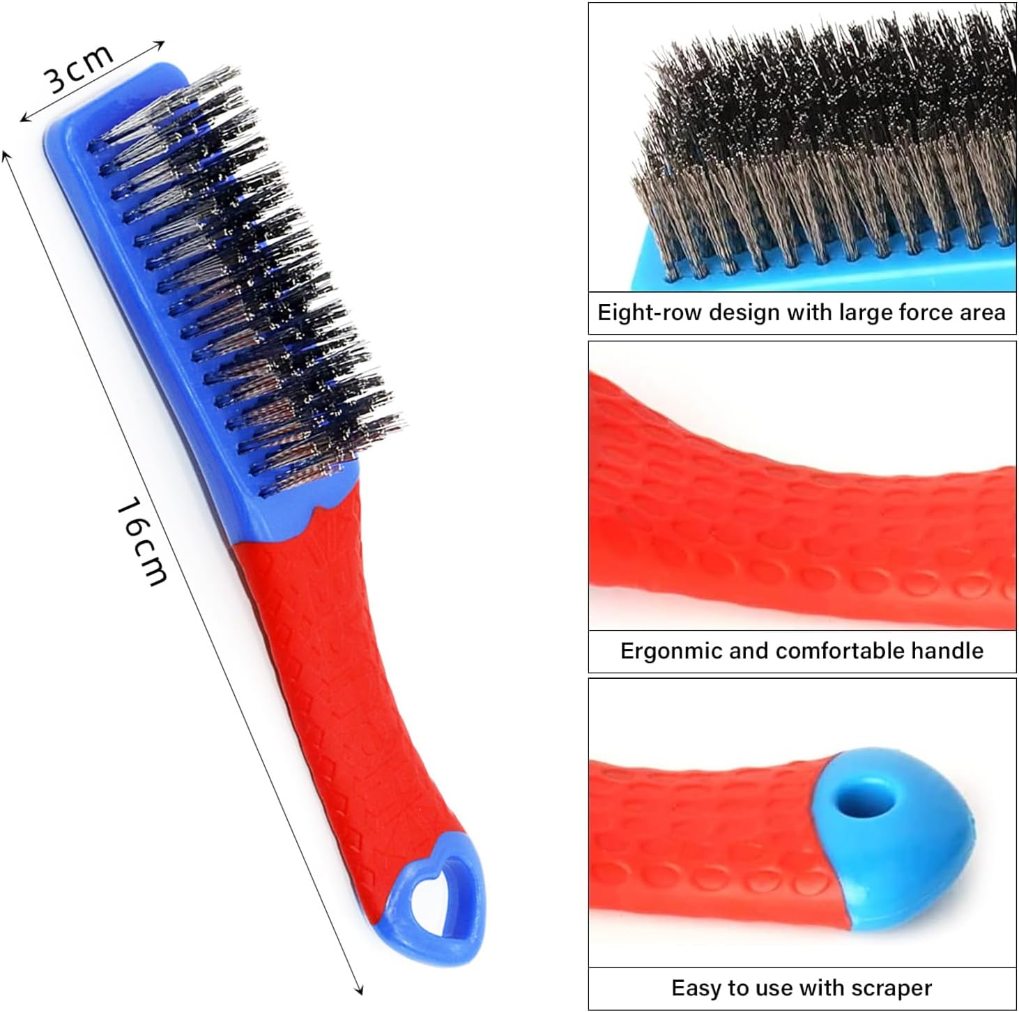 2-Pack Heavy-Duty Stainless Steel Wire Brushes - Grill, Rust, Paint & Grease Cleaning Tools with Straight Bristles, Durable Metal Scrubber for BBQ, Auto, Surfaces