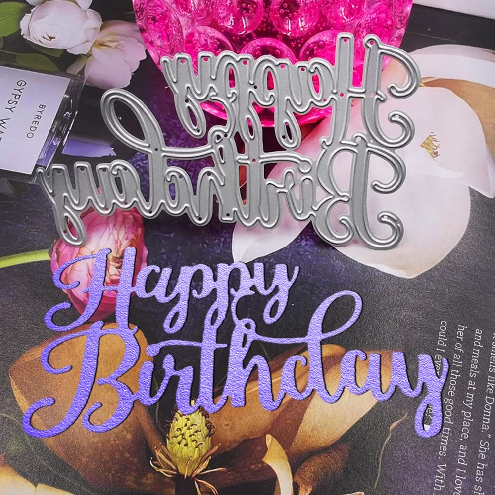 4 Set Die Cuts for Card Making, Finegood Happy Birthday Cutting Dies Card Making Supplies DIY Die Cutters Card Making Die Stencils for Scrapbooking image number 2