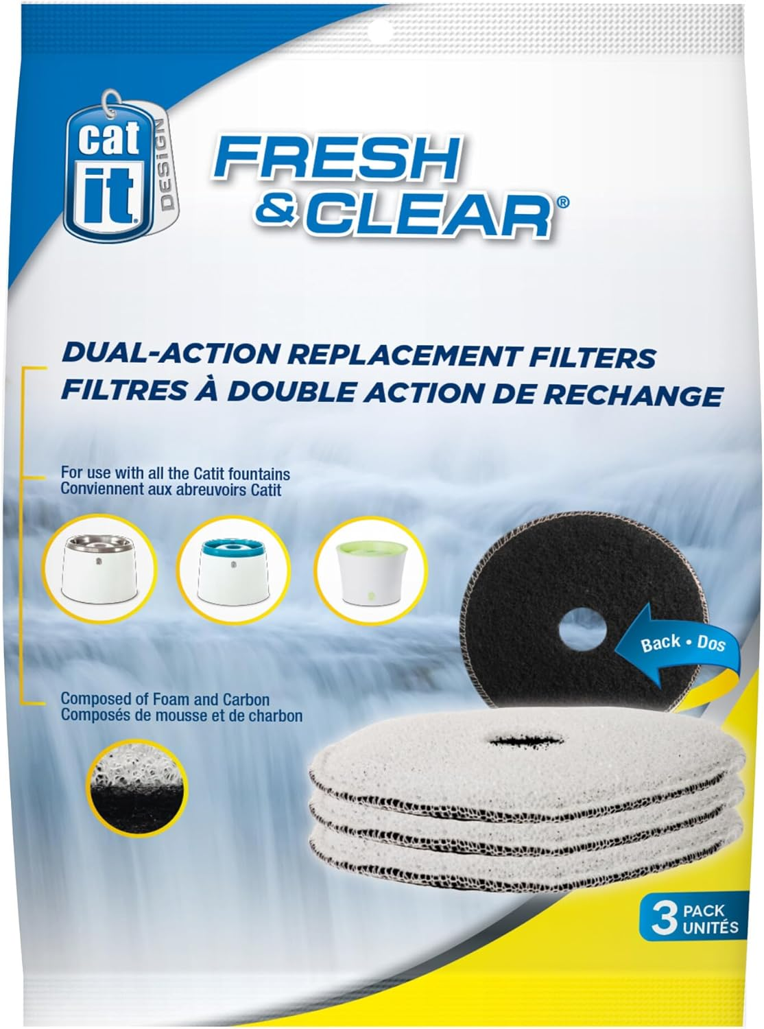 Catit Design Fresh and Clear Replacement Filters for Cat Water Fountain (Pack of 3)