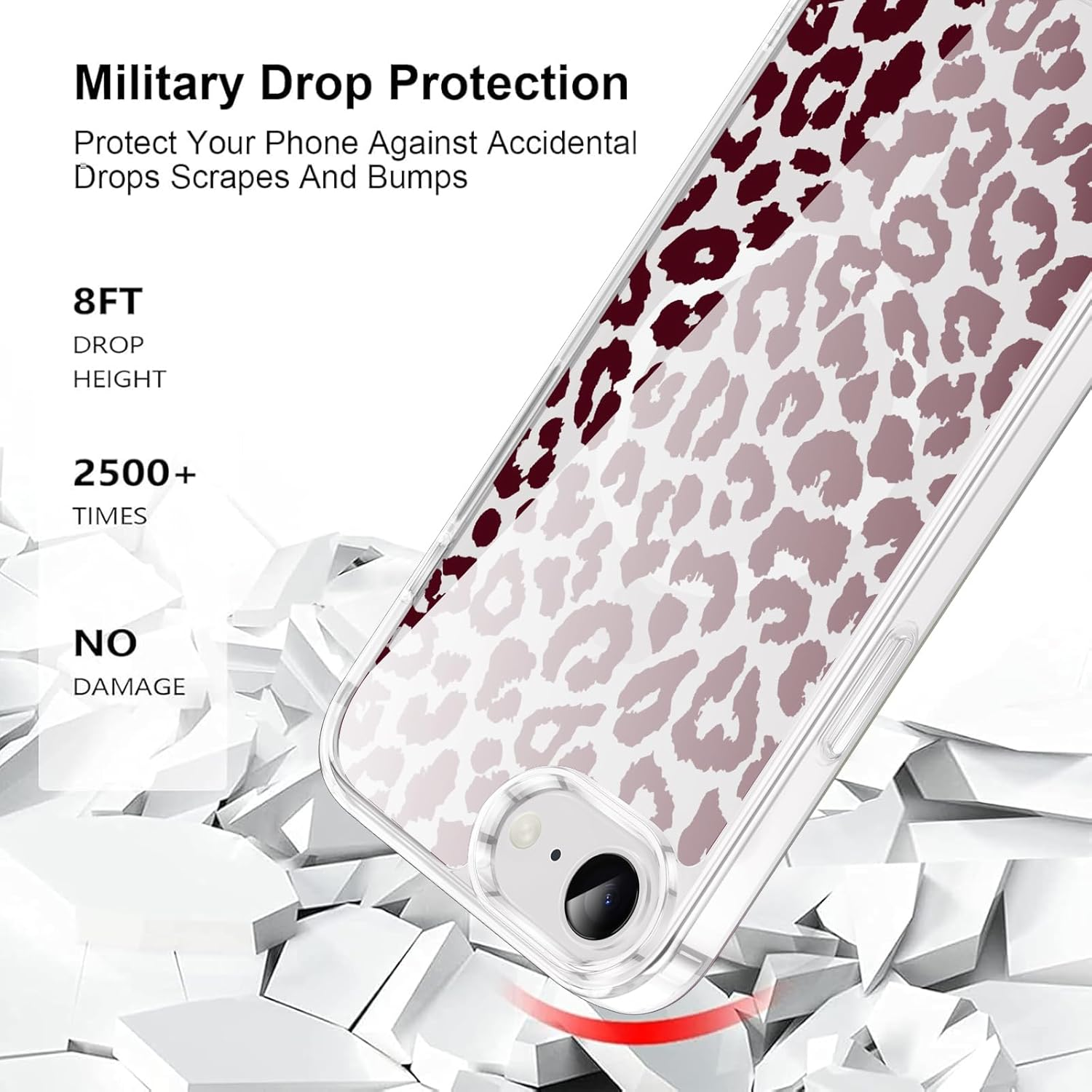 Saqmkil Magnetic Mobile Phone Case for Iphone 16E/Se 4/SE 2025 6.1 Inch Case, Compatible with Magsafe, Transparent Aesthetic Pattern Leopard Girl Case, Soft Silicone TPU Shockproof Protective Cover image number 3