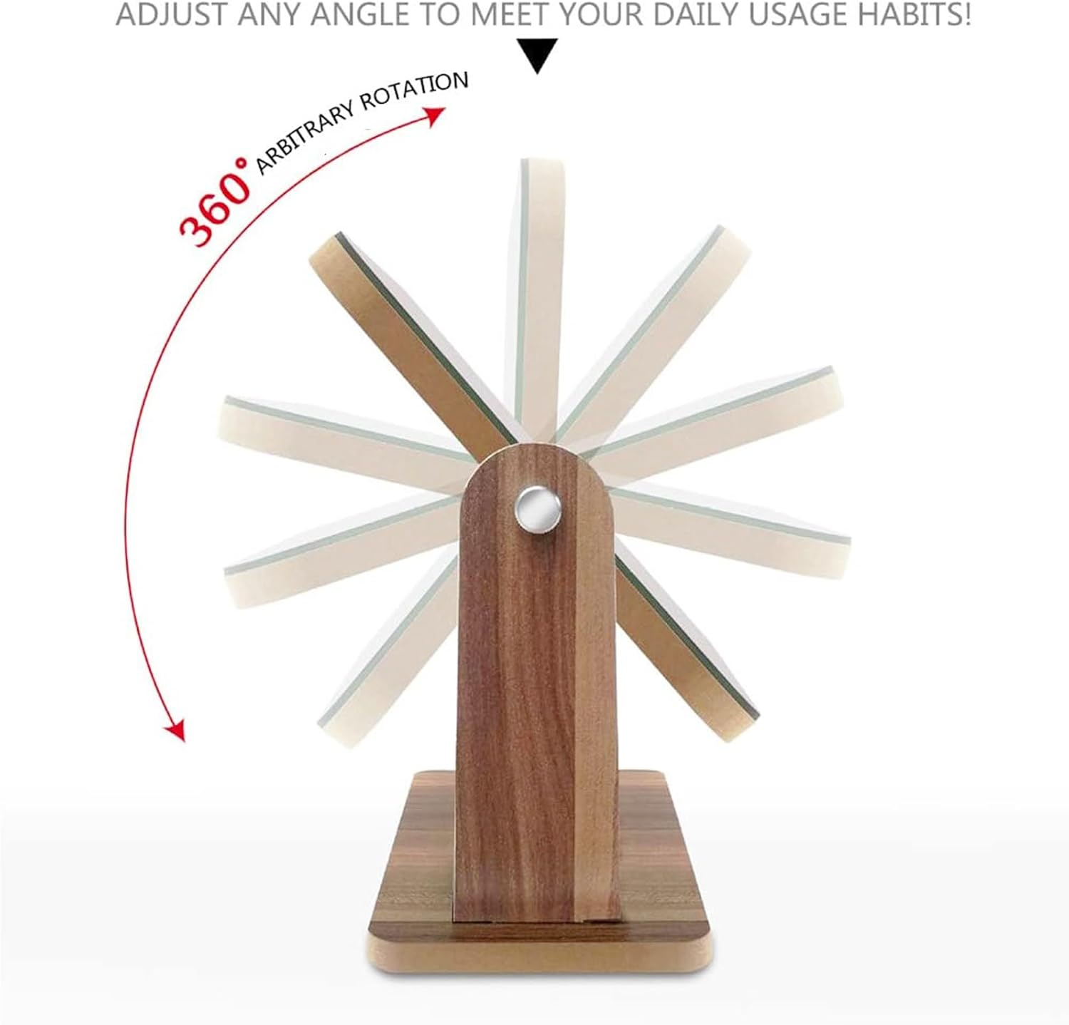 Tavvke Cosmetic Mirror with Wooden Stand, 360&deg; Rotating Single-Sided Desk Mirror, Portable Removable Tabletop Vanity Glass for Makeup, Shaving, Office, Bathroom, and Bedroom (Large) image number 6