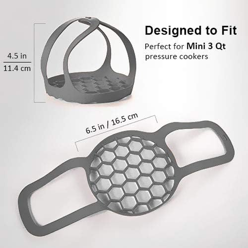 Pressure Cooker Sling, Silicone Bakeware Sling for 3Qt Instant Pot, Multi-Function Cooker Anti-Scalding Bakeware Lifter Steamer Rack，Bpa-Free Silicone Egg Steamer Rack (Gray) image number 5