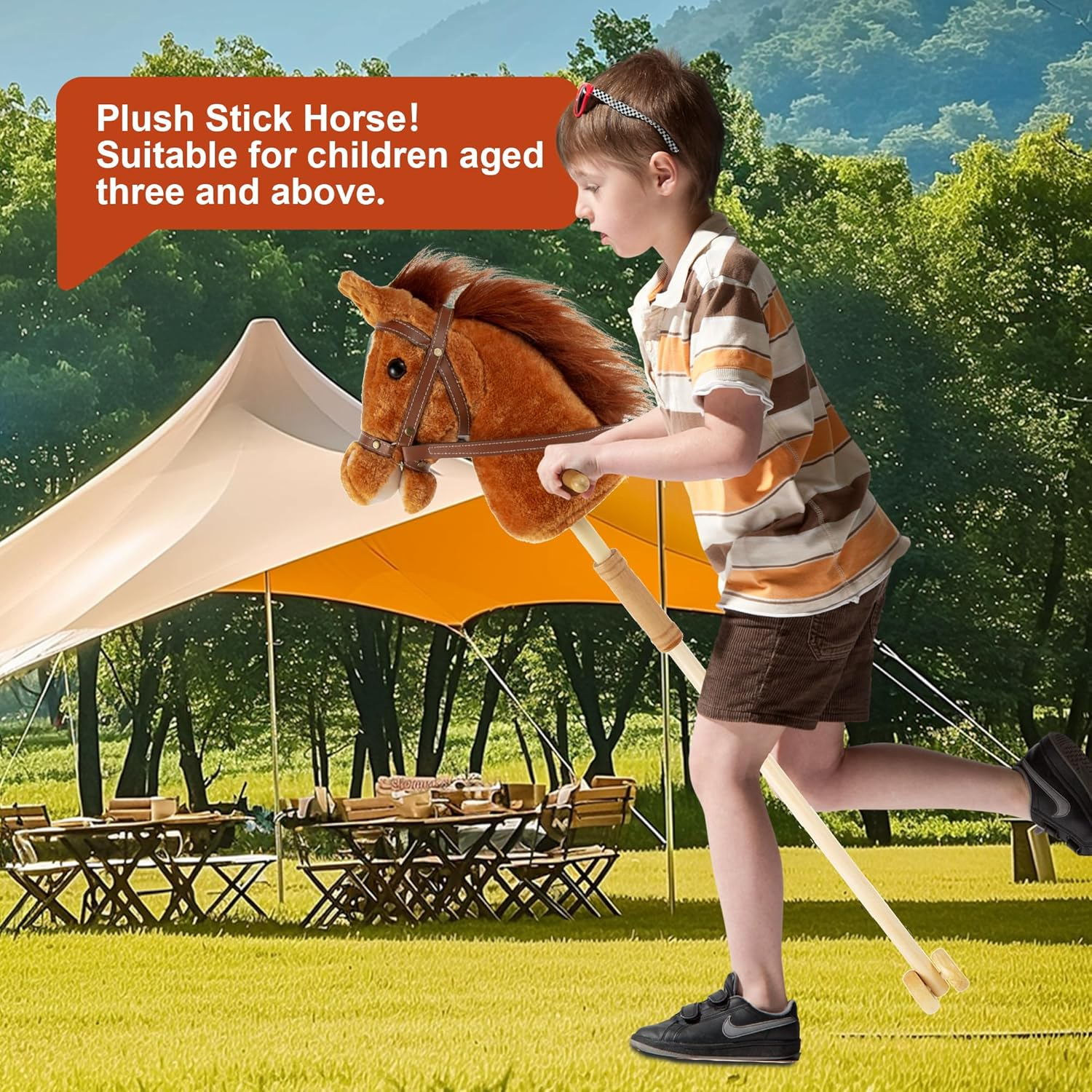 Morytale Plush Horse Riding 39Inch,Horse Provides Fun Pretend Play for Toddlers & Preschoolers， Clip-Clop Sounds image number 2