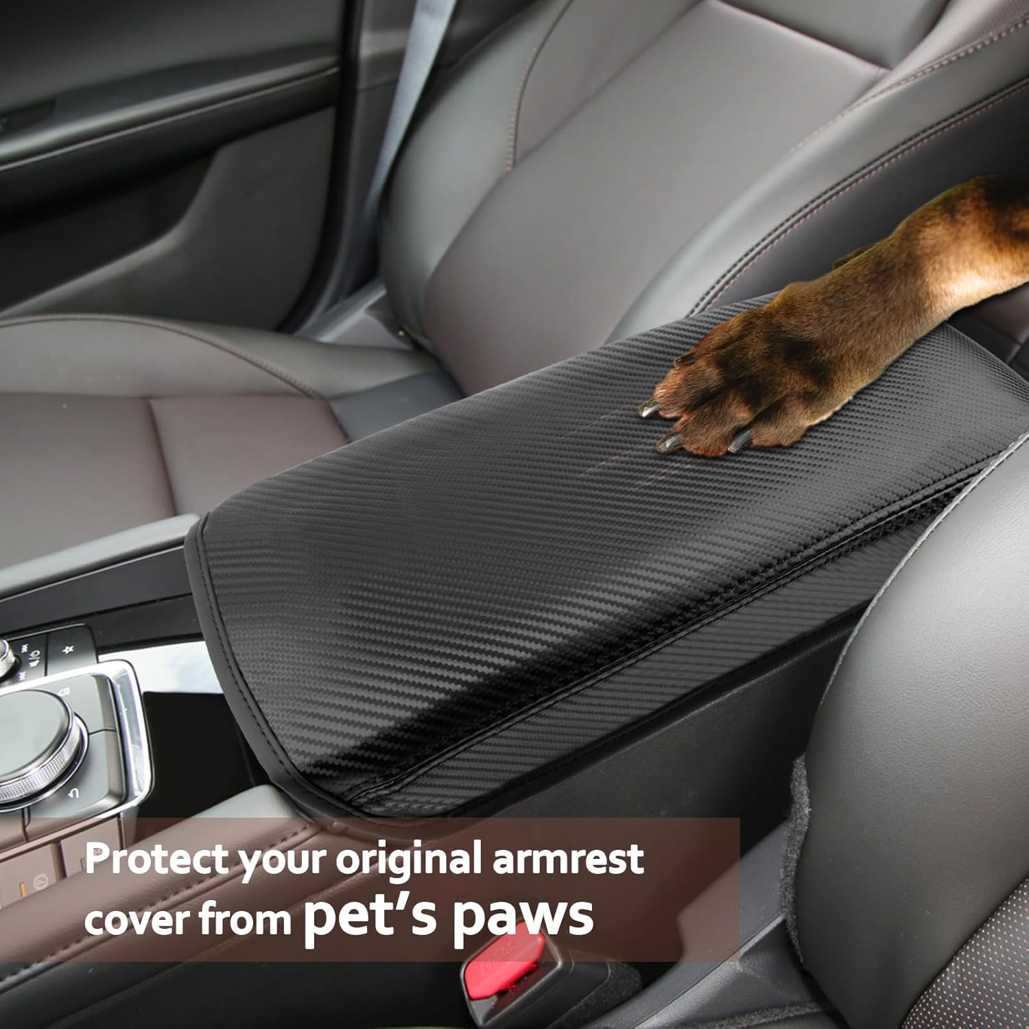 SKTU for 2019 2020 2021 2022 2023 2024 Mazda 3 Mazda3 Center Console Cover 2023 2024 Mazda3 Armrest Pad 2024 Mazda3 BP Seat Box Cover Automotive Car Center Console Soft Cushion (Carbon Fiber) image number 5